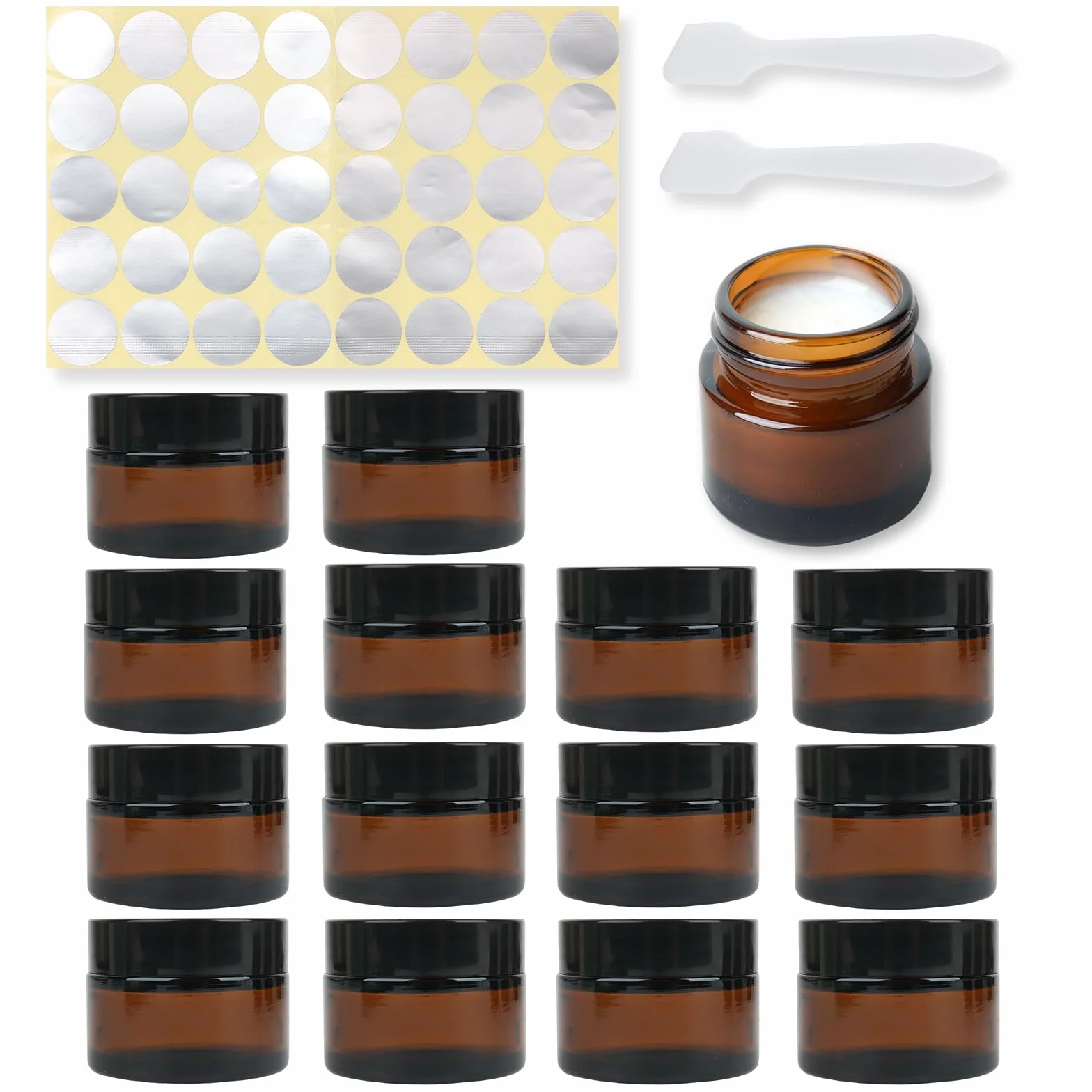 Pots en verre ambré cosmétiques vides avec couvercles 14 x 20 ml