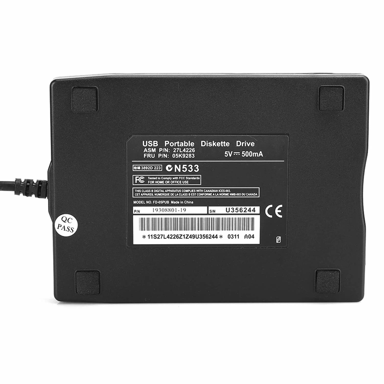 Vikye Lecteur de Disquette Portable USB 3,5 Pouces Externe pour Ordinateur Portable Bureau