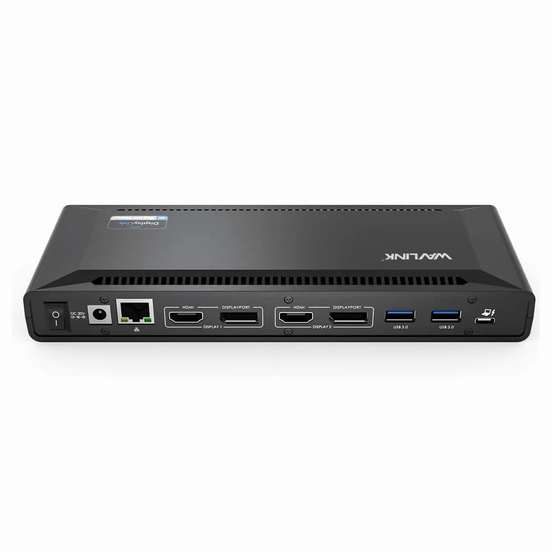 WAVLINK Station d'accueil USB-C Double Écran 4K, Charge 100W, 2 HDMI/DisplayPort, Compatible Mac, Windows, Thunderbolt 3/4, 6 USB, Ethernet, Audio, Compatible avec Le Nouveau MacBook Neo