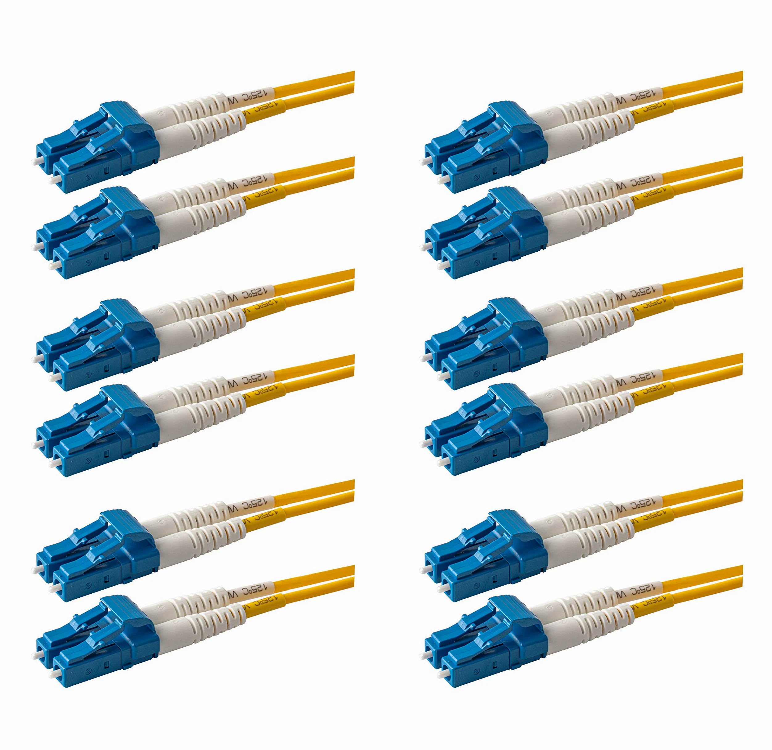 SpeedyFiberTX Corning SMF-28 Lot de 6 câbles de raccordement en fibre optique monomode 9/125 um (compatible OS1/OS2), Duplex, jaune Riser OFNR (0,50 m – Lot de 6)