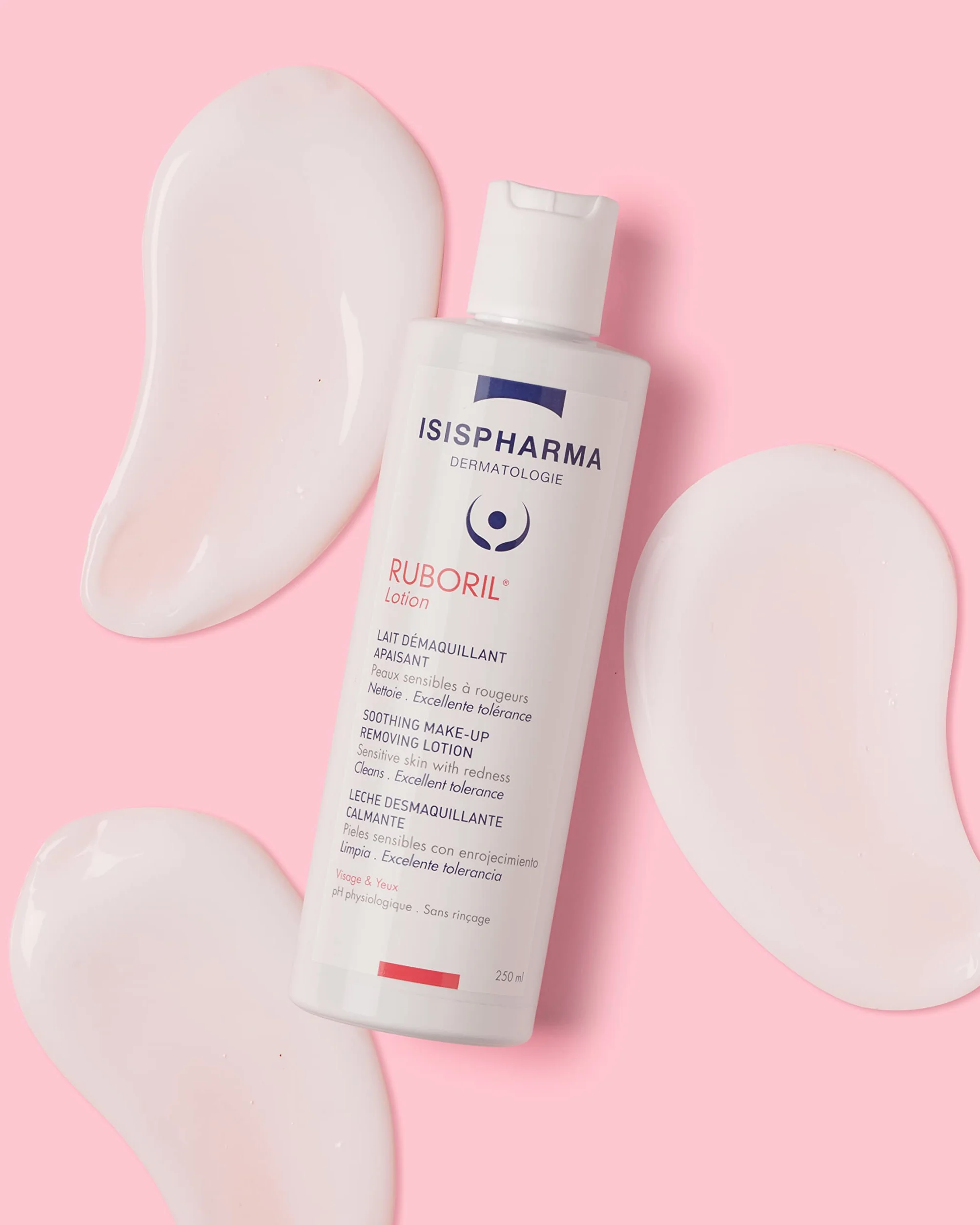 ISISPHARMA RUBORIL Lotion Lait Démaquillant Apaisant 250 ml Peaux Sensibles Sans Rinçage Non parfumé Visage Yeux