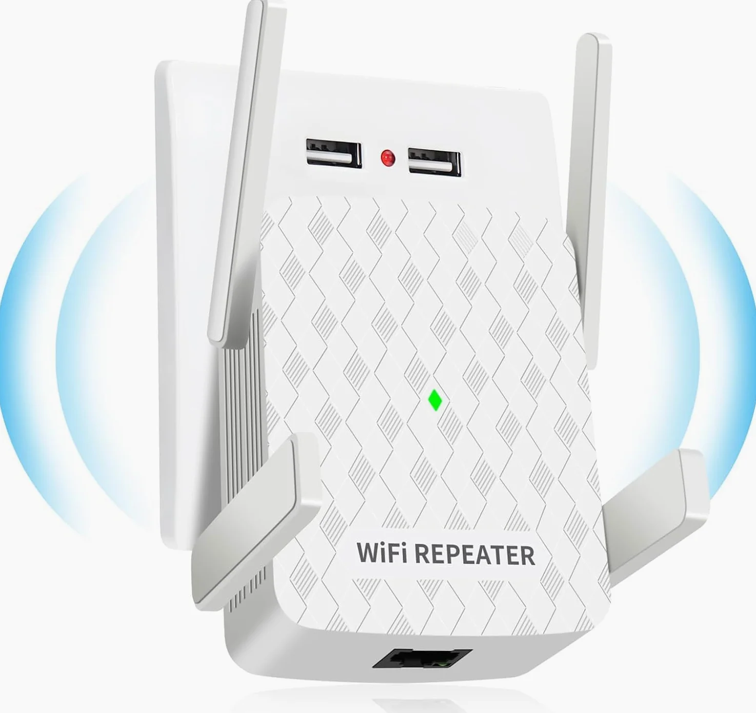 Amplificateur WiFi ultraxtended 1200 Mbps, répéteur WiFi double bande 5 GHz et 2,4 GHz – avec port Ethernet, 4 antennes, configuration rapide, amplificateur de signal sans fil domestique