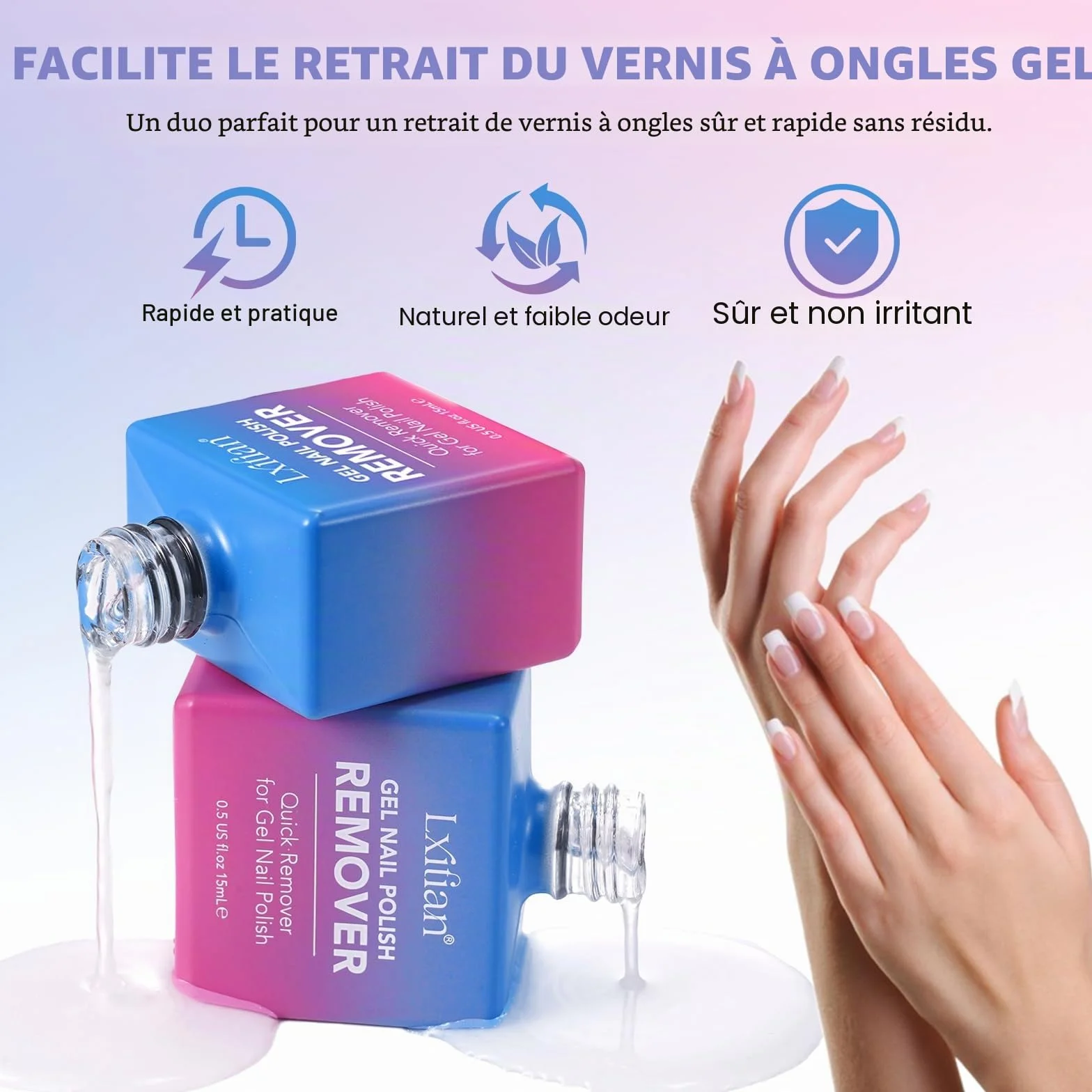 Dissolvant Vernis Semi Permanent, Remover à Ongles, Facile Sans Abîmer les Ongles