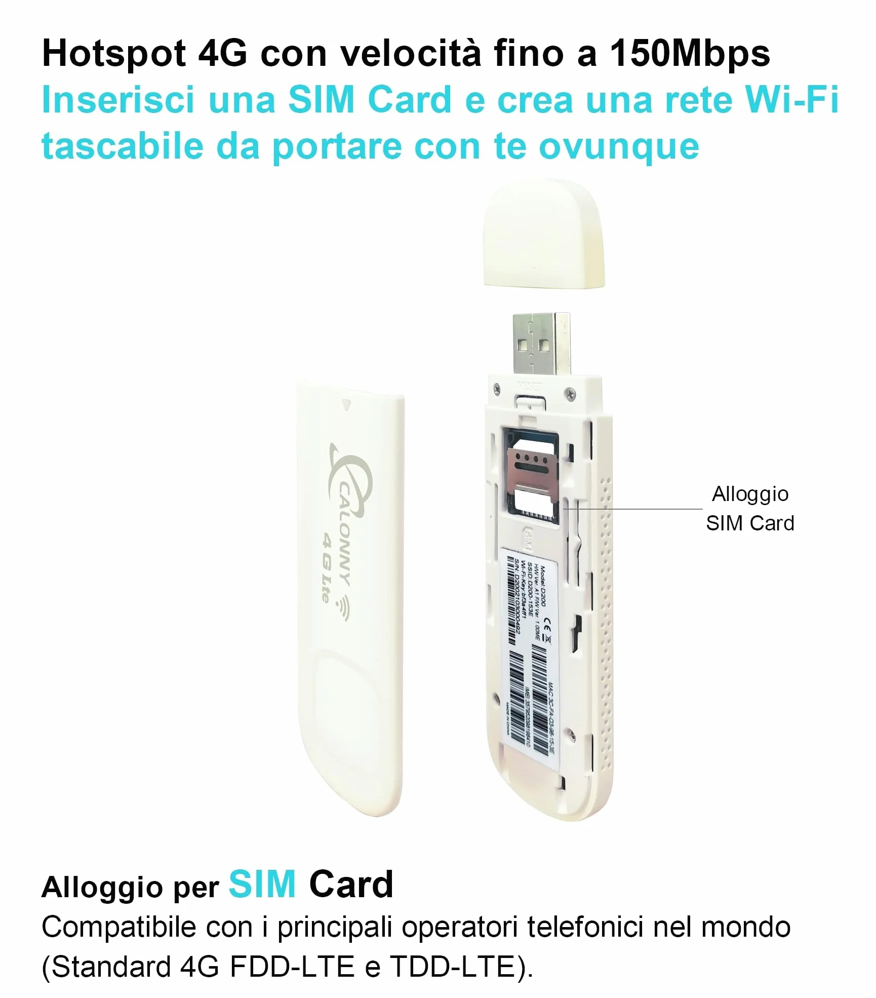 Clé Internet 4G LTE USB WiFi avec Modem sans Fil CAT4 150Mbps Alternative ADSL