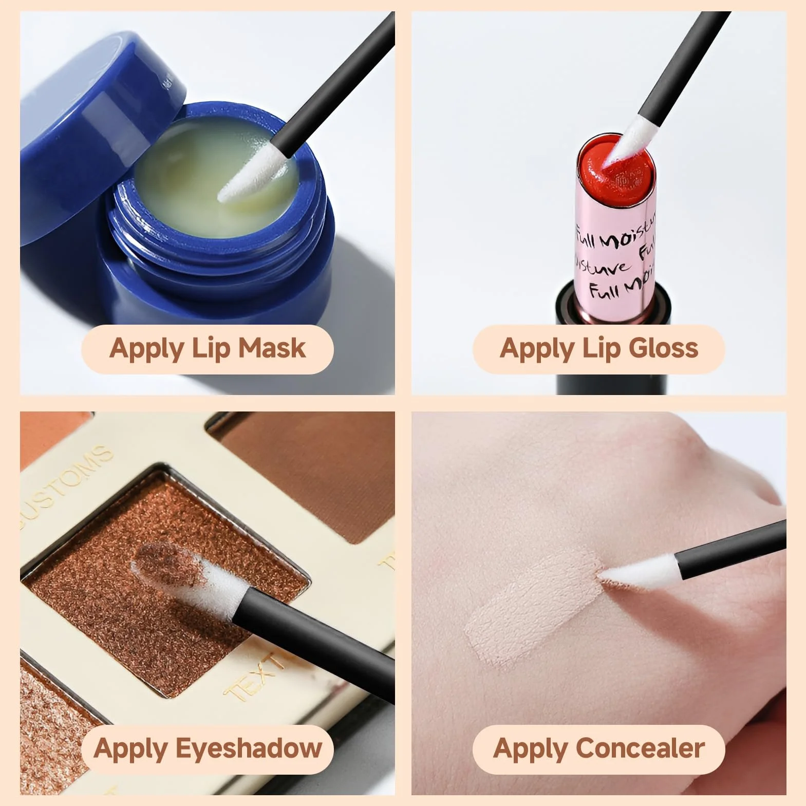 Pinceau à Lèvres Jetable 400pcs, Applicateur Brosse à Lèvres, Kit de Maquillage Professionnel (Noir)