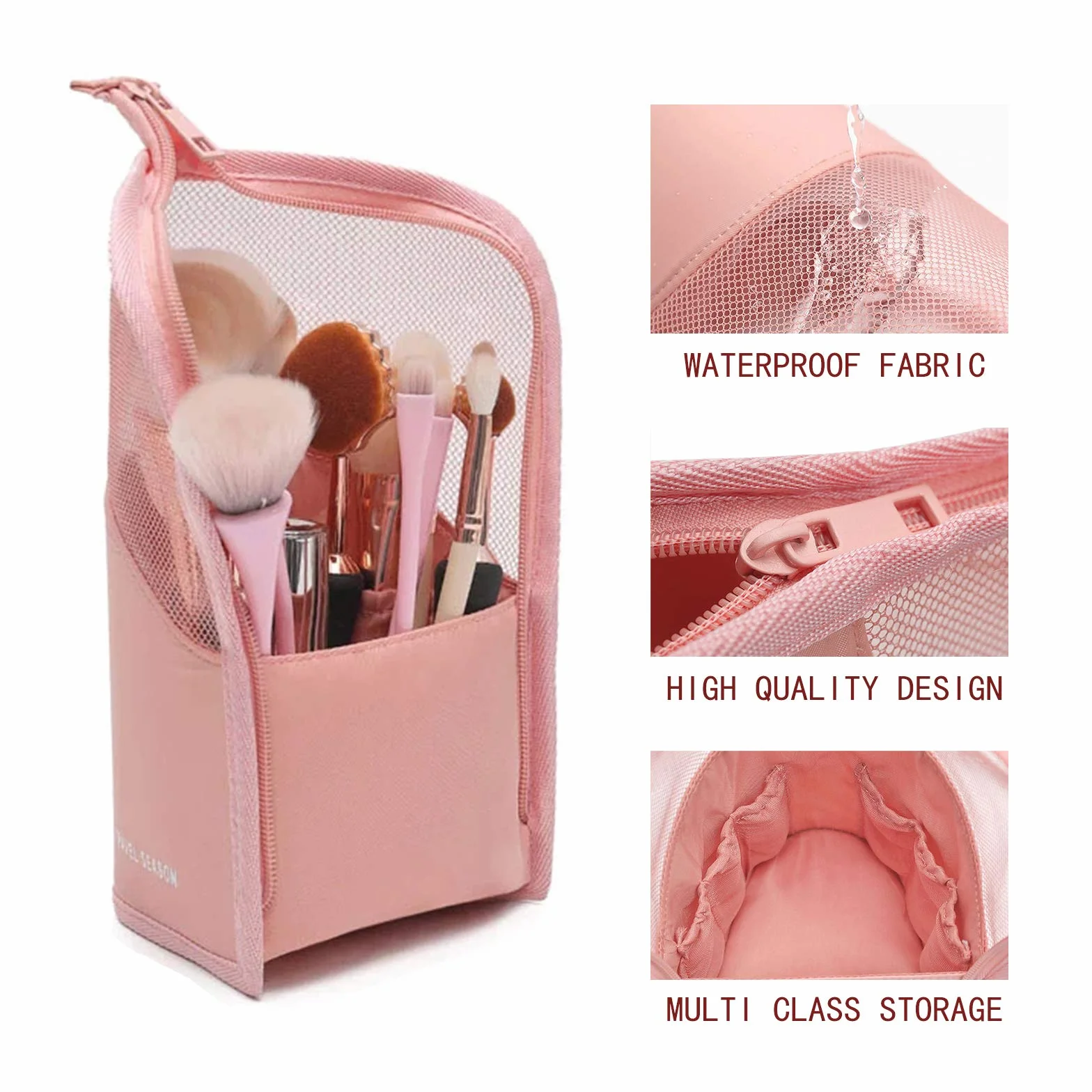 Sac de Pinceau de Maquillage Multifonctionnel Porte-Pinceau de Voyage Étanche Translucide