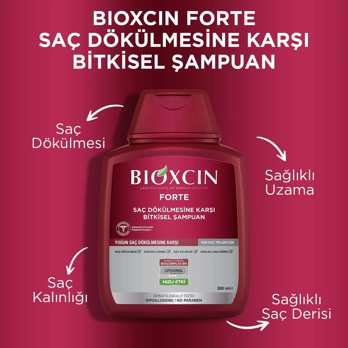 BIOXCIN FORTE Shampoo anti-chute cheveux avec Bio Complex B11 croissance cheveux forts et épais