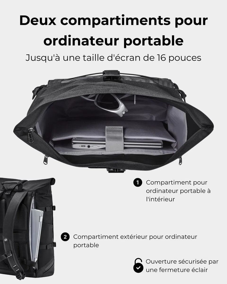 Johnny Urban Sac à Dos Homme Femme - Allen Large Move - Sac Ordinateur Portable Avec De Nombreux Compartiments - Pour Travail Voyage Loisirs Sport - Hydrofuge