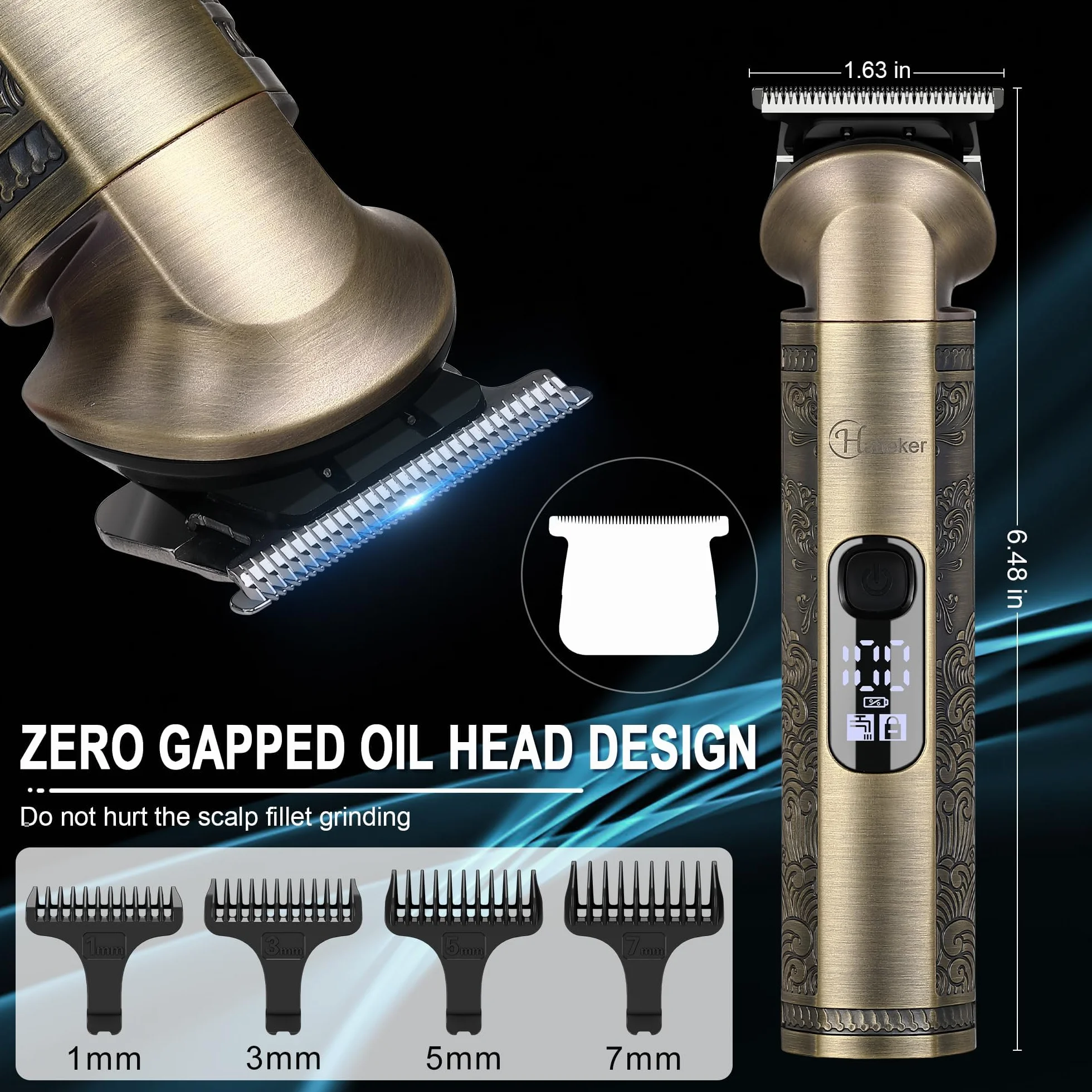 Hatteker Tondeuse Barbe Homme Professionnelle 8 en 1 Lame en T Coupe Cheveux Chauve Rasoir électrique