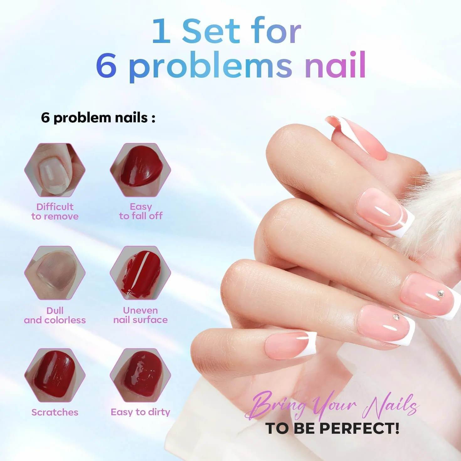 Modelones Top Coat Semi Permanent No Wipe Base et Top Coat Vernis Semi Permanent 10ML*2 Gel UV Manucure Kit