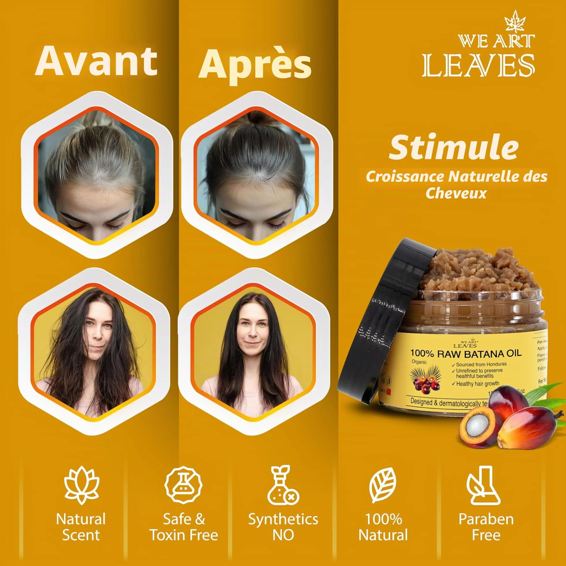 Huile de batana du Honduras 156 ml 100% naturelle pour cheveux et cuir chevelu
