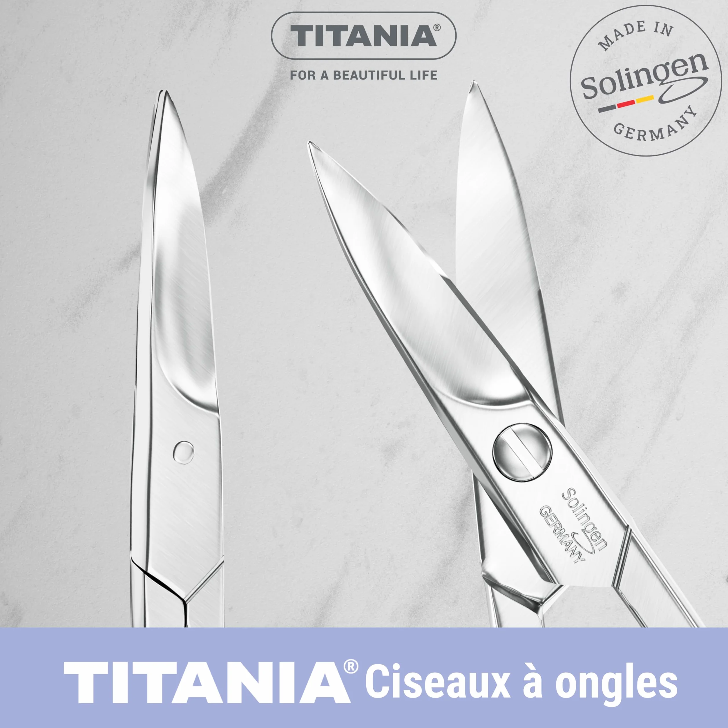 TITANIA Ciseaux à Ongles Solingen 9,5 cm Courbés Acier au Carbone Fabriqués en Allemagne