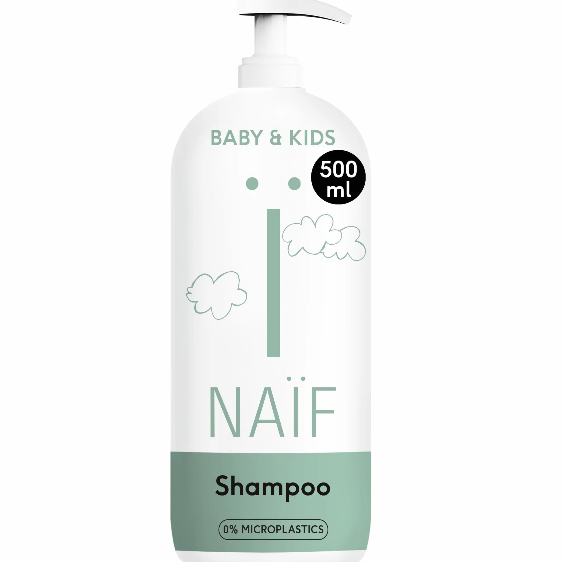 Naïf Shampoing Soin Bébé & Enfant 500 ml – Naturel, Vegan, Sans SLES, Sans Microplastiques