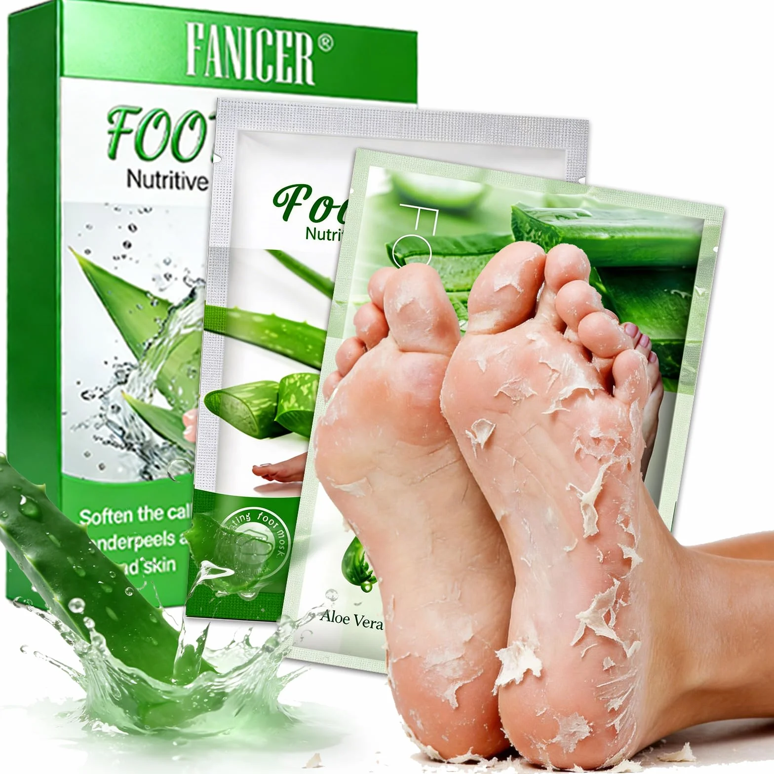 Masque Pied Peeling Nourrissant Aloe Vera pour Pieds Secs et Fendillés