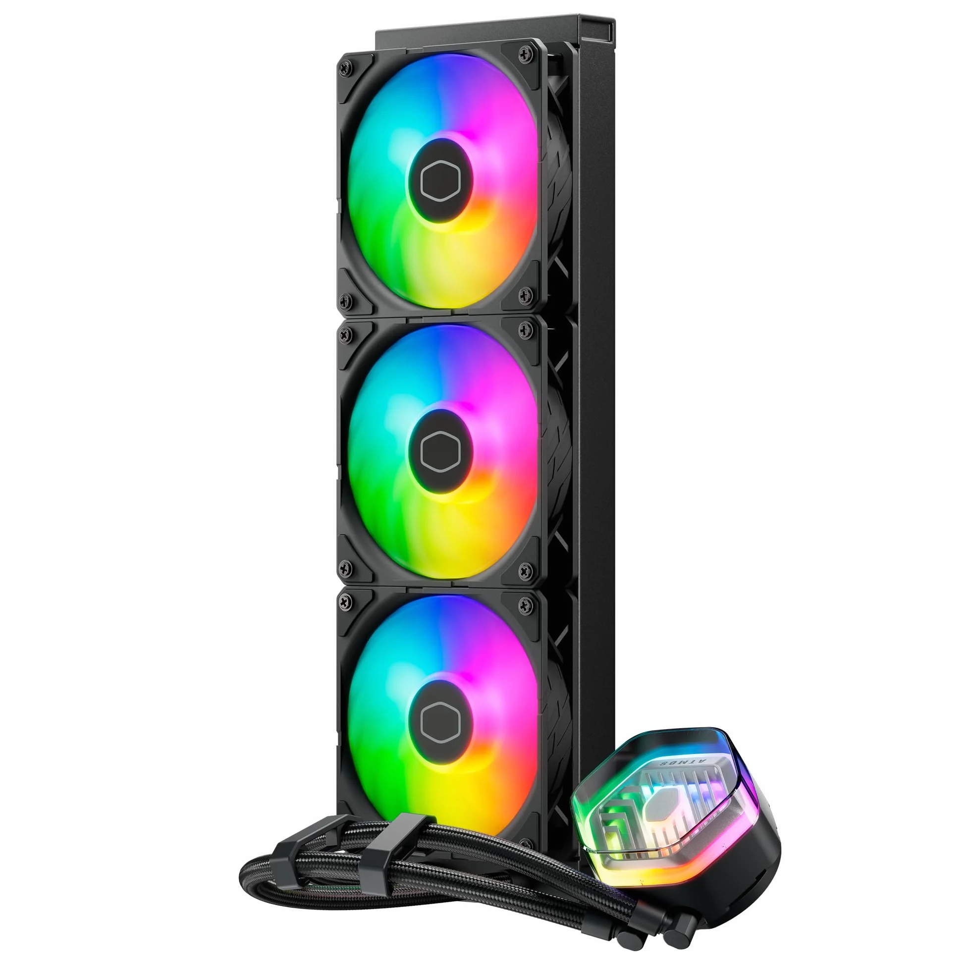 Cooler Master MasterLiquid Atmos 360 Black Watercooler CPU - Kit Watercooling AIO, Pompe à Double Chambre, Ventilateurs Sickleflow 120 Edge, ARGB Gen 2, Brackets LGA1700 & AM5