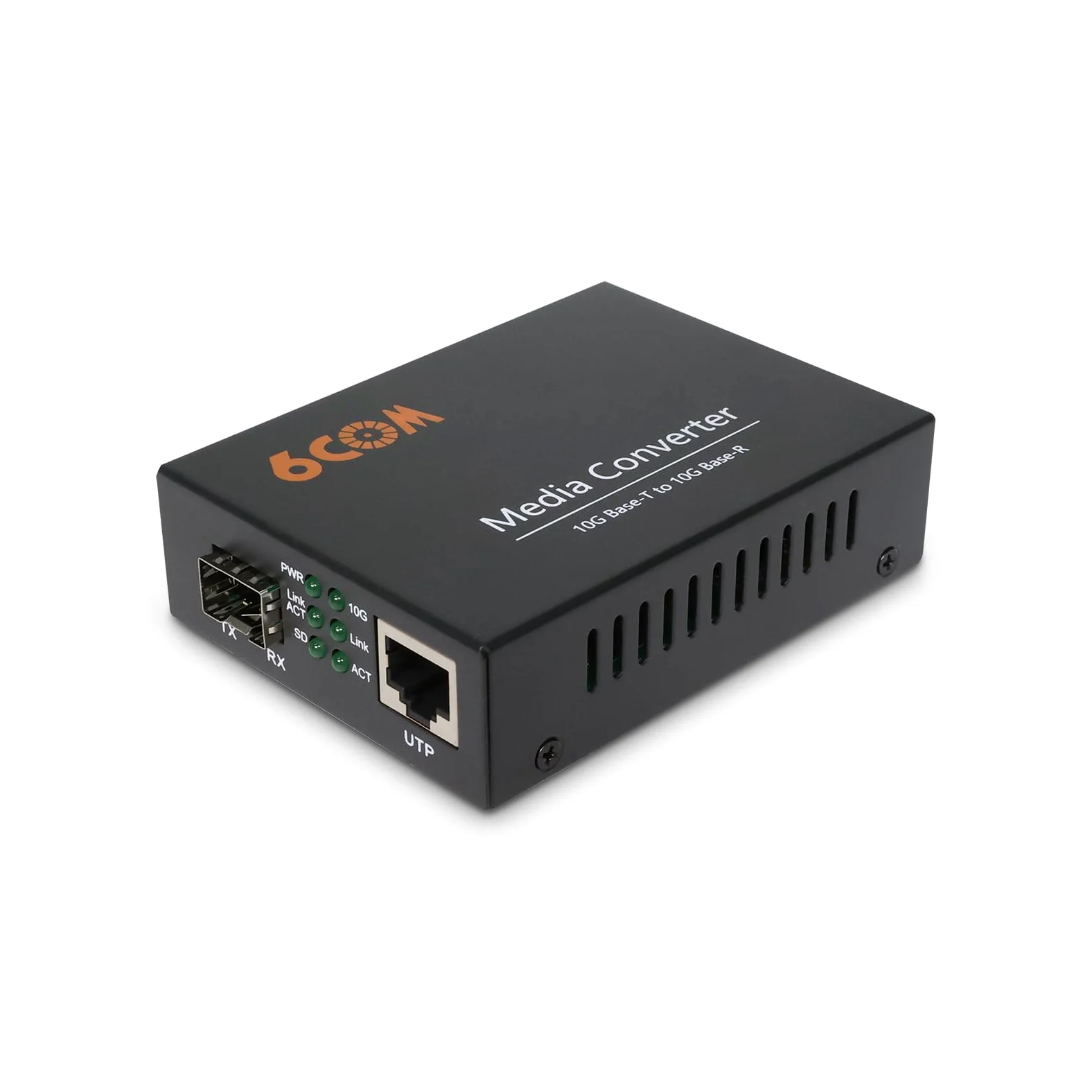 Convertisseur de média en fibre 10G, non géré 1 emplacement RJ45 à négociation automatique 1 000 M/2,5 G/5 G/10 GBase-T vers 1 fente SFP+ 10GBase-X, prend en charge l'émetteur-récepteur