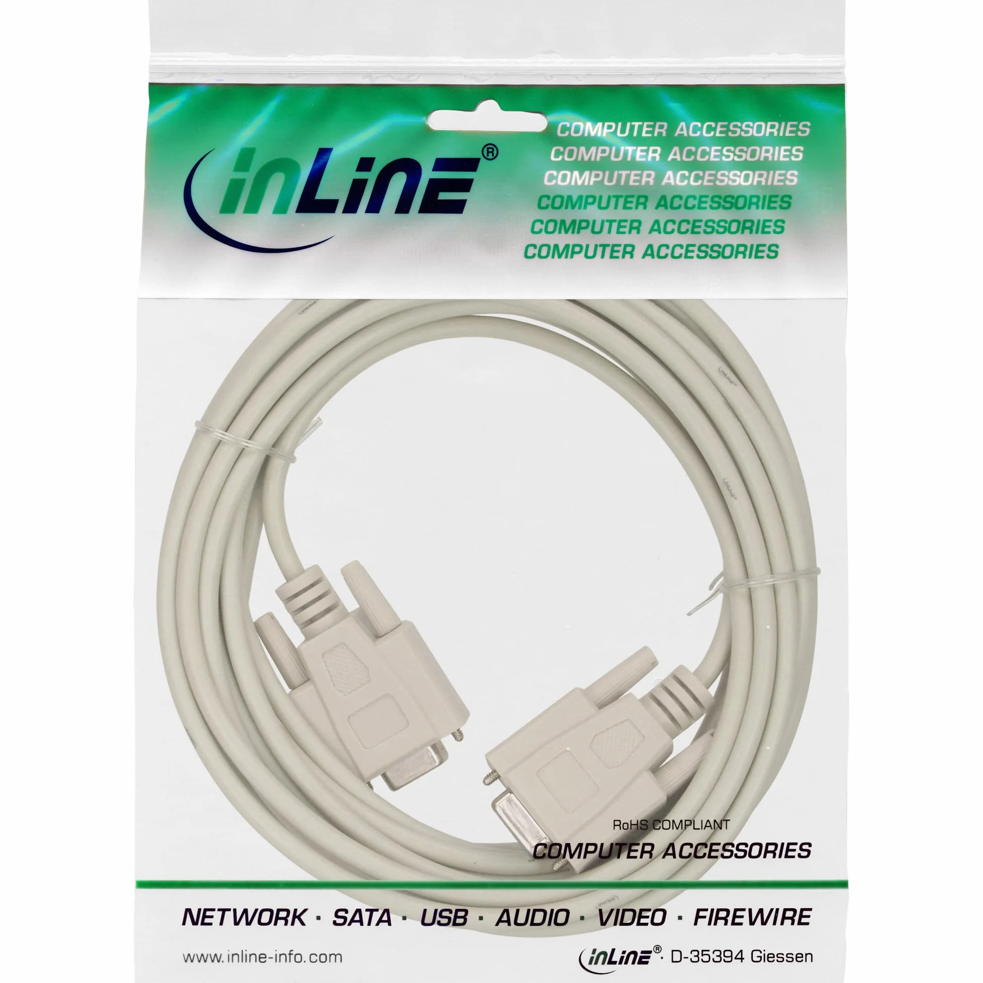 Kabel Null-Modem 9 pin żeński-żeński 10 m InLine 12226
