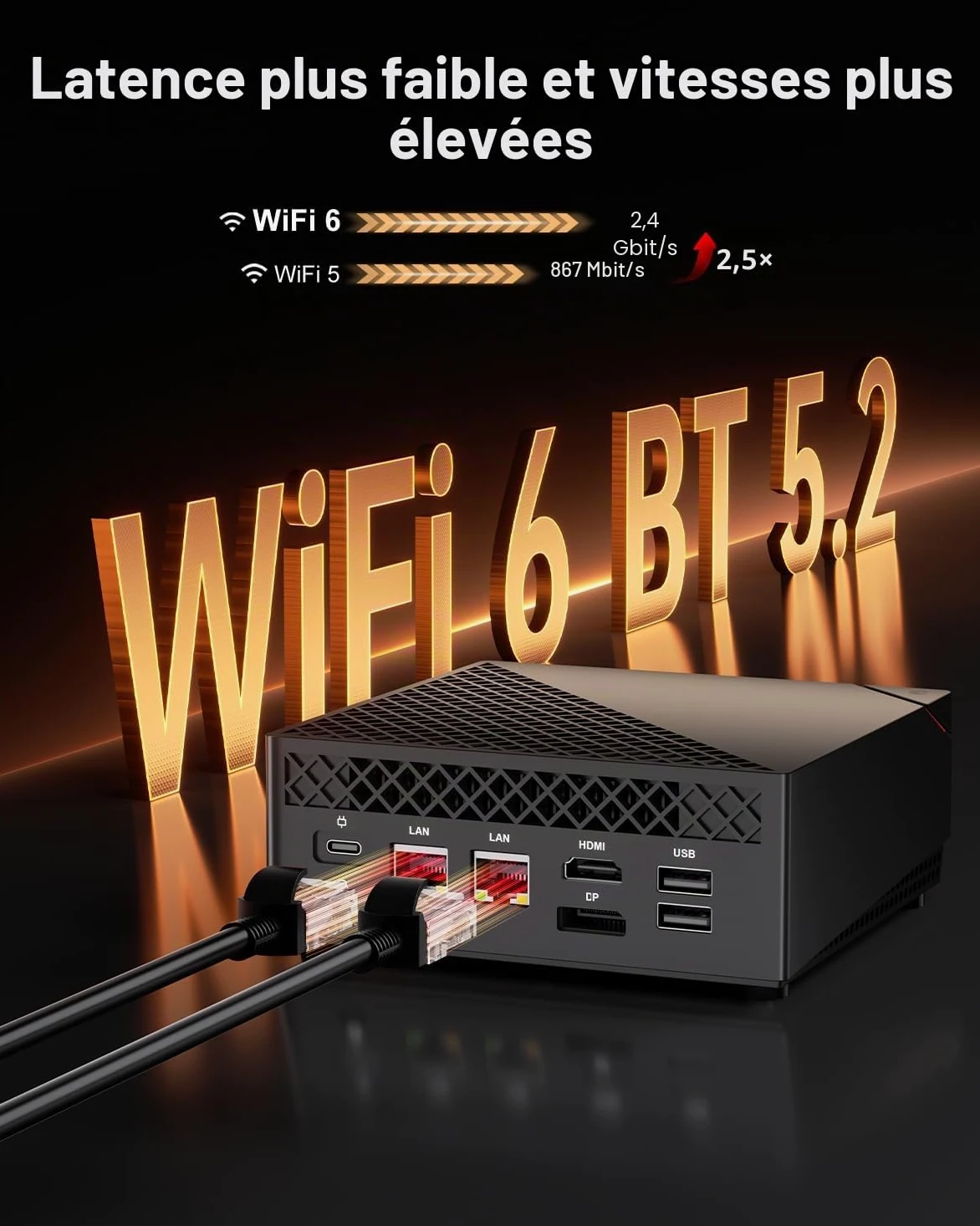 NiPoGi AM06 Pro Mini PC 16 Go DDR4 1 to M.2 SSD, АMD Ryzen 5 7430U, 6C/ 12T | jusqu'à 4,30 GHz, Mini ordinateur de bureau W-11 Pro pour école/bureau/HTPC, WiFi 6, Double LAN, triple écran 4K.
