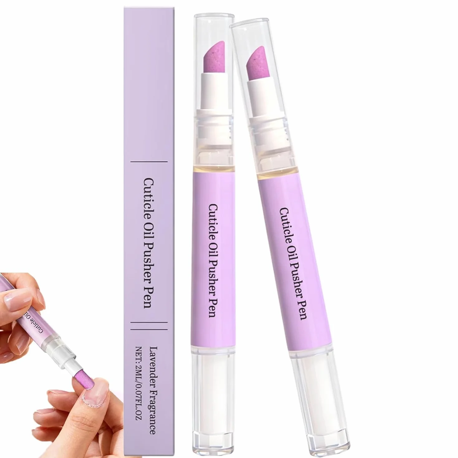 Stylo Repousse-cuticules À L'huile 2 En 1 Dissolvant Cuticule Huile Ongles Parfums Rose Lavande