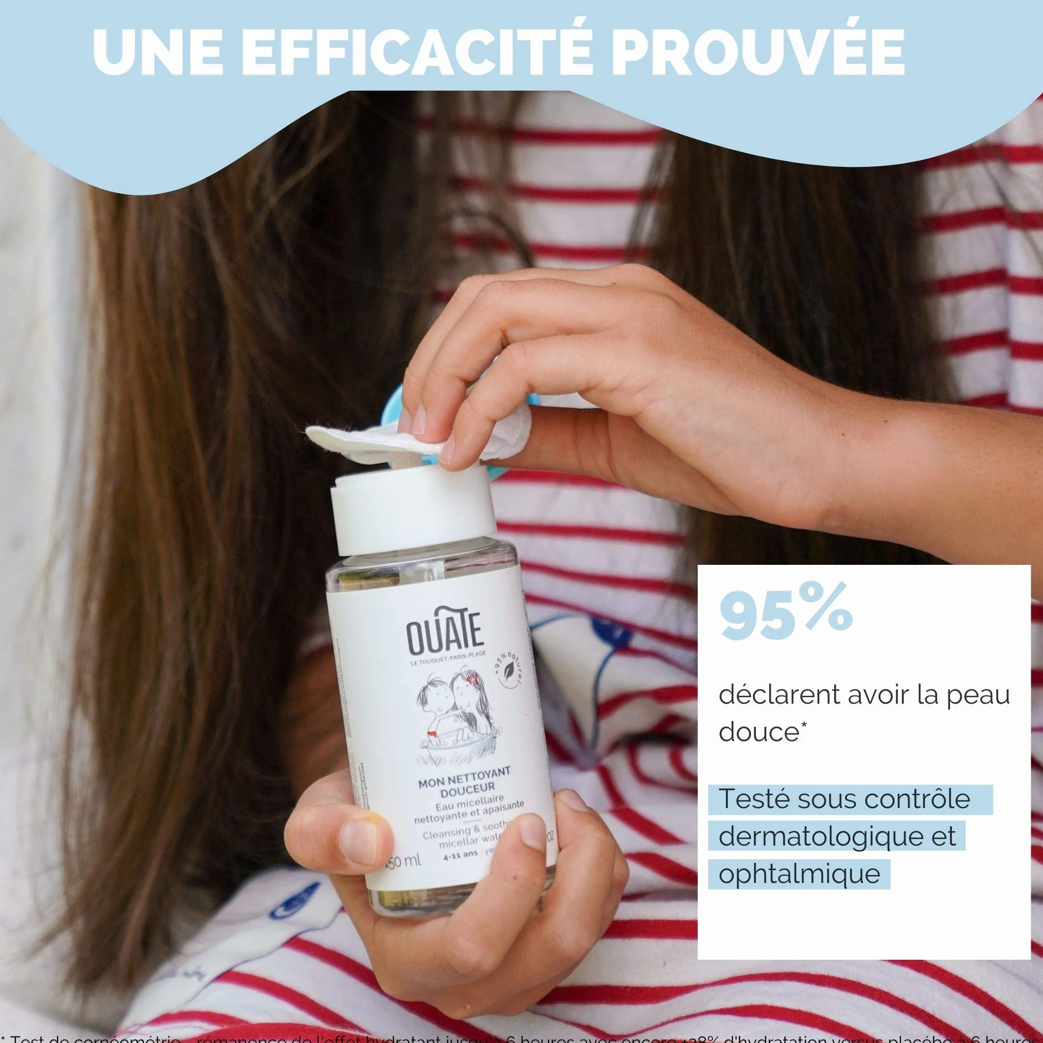 OUATE Eau Micellaire Nettoyante Apaisante Enfant Visage 4-11 Ans 150 ml Vegan Made in France