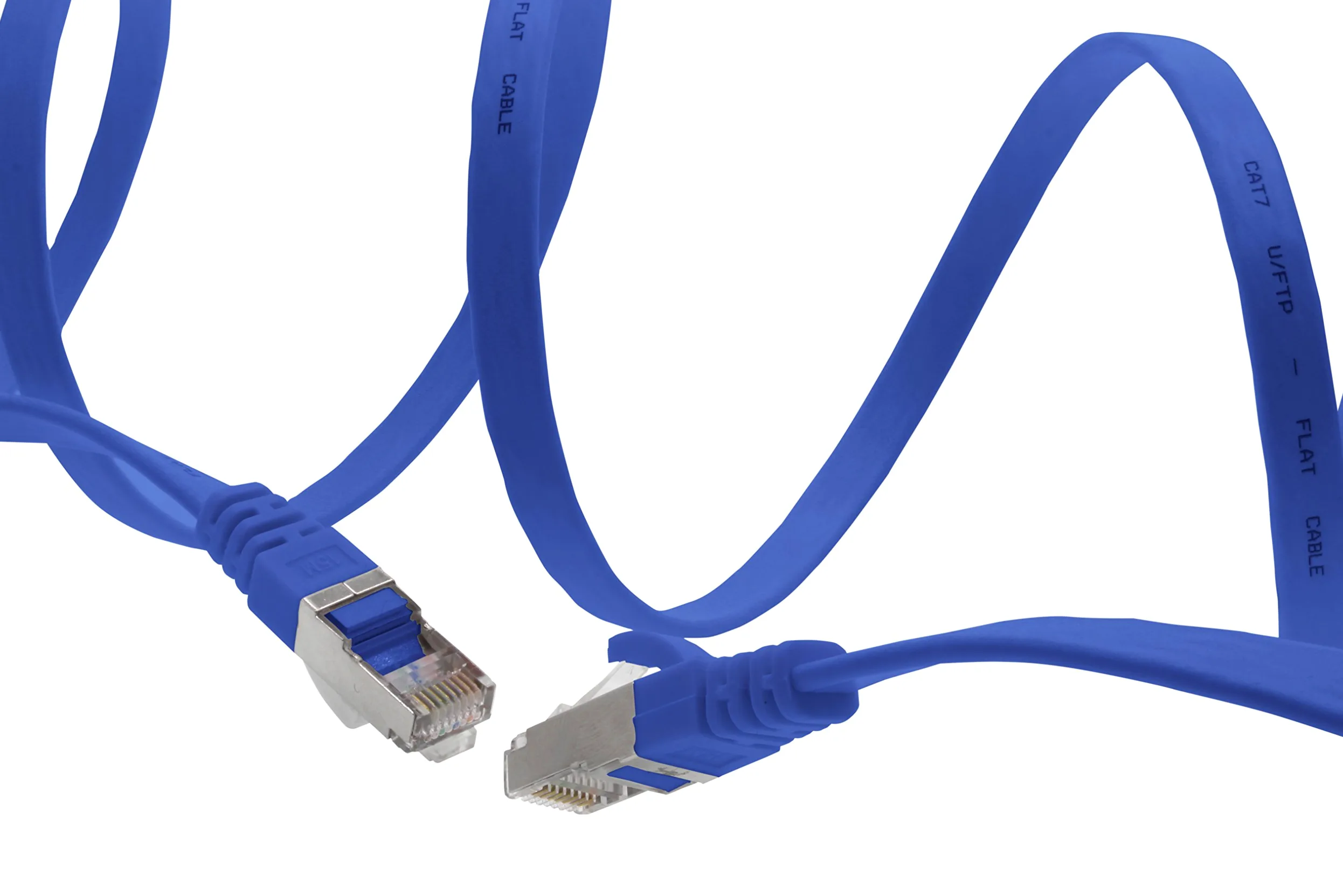 3,0 m - bleu - lot de 10 câbles réseau plats Cat7 câble brut Cat 7 câble ruban Gigabit Lan (10 Gbit/s) câble d'installation câble patch plat mince fiche Rj 45 Cat6a