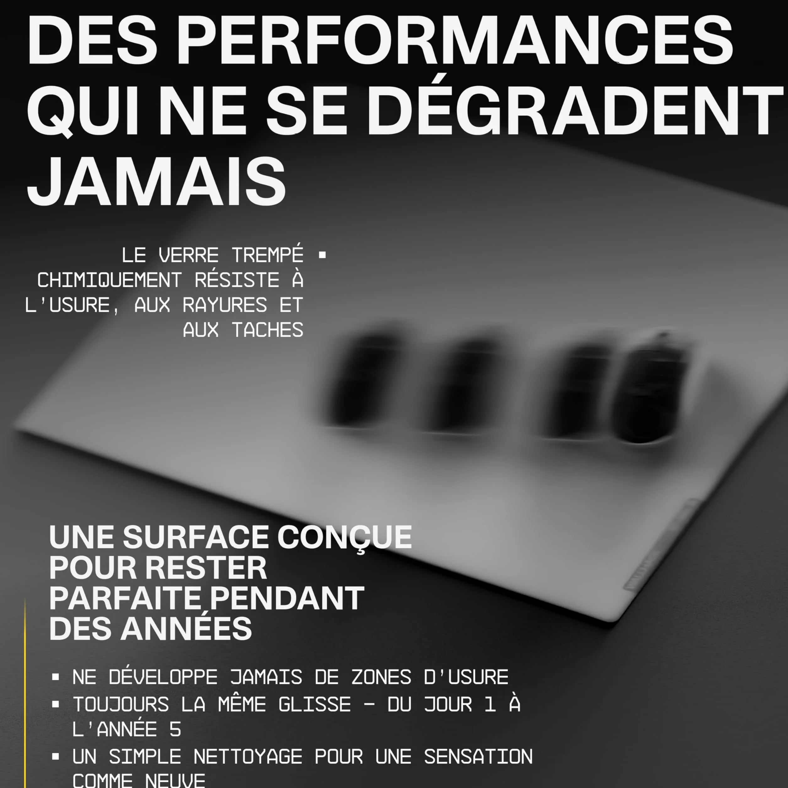 Wallhack SP-005 Tapis de Souris Gaming en Verre Grand Format Esports Verre Trempé Glide Fluide Faible Friction Portable avec Étui Blanc