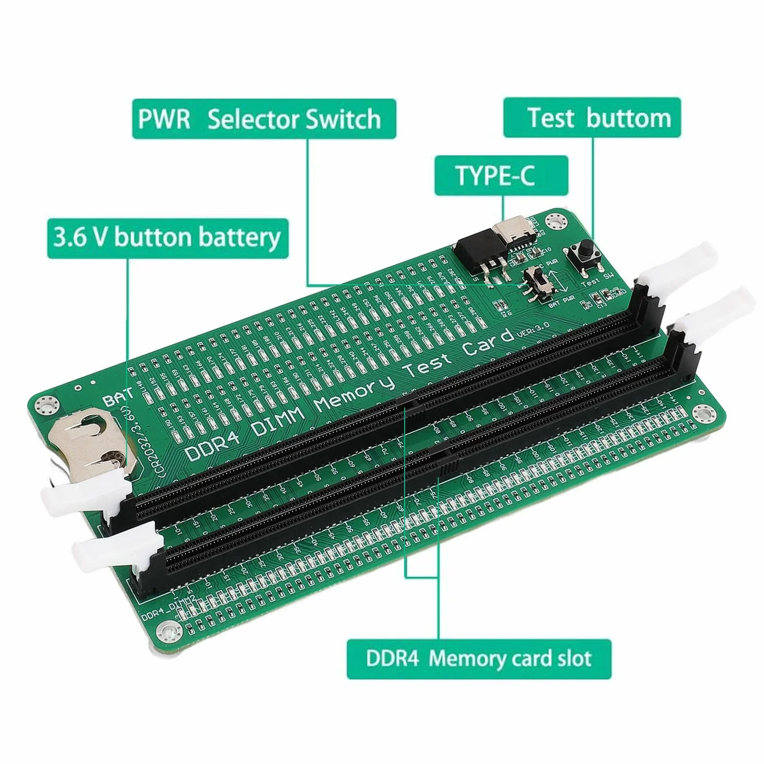 Testeur de Mémoire DDR4 pour Ordinateur de Bureau avec Indicateurs LED