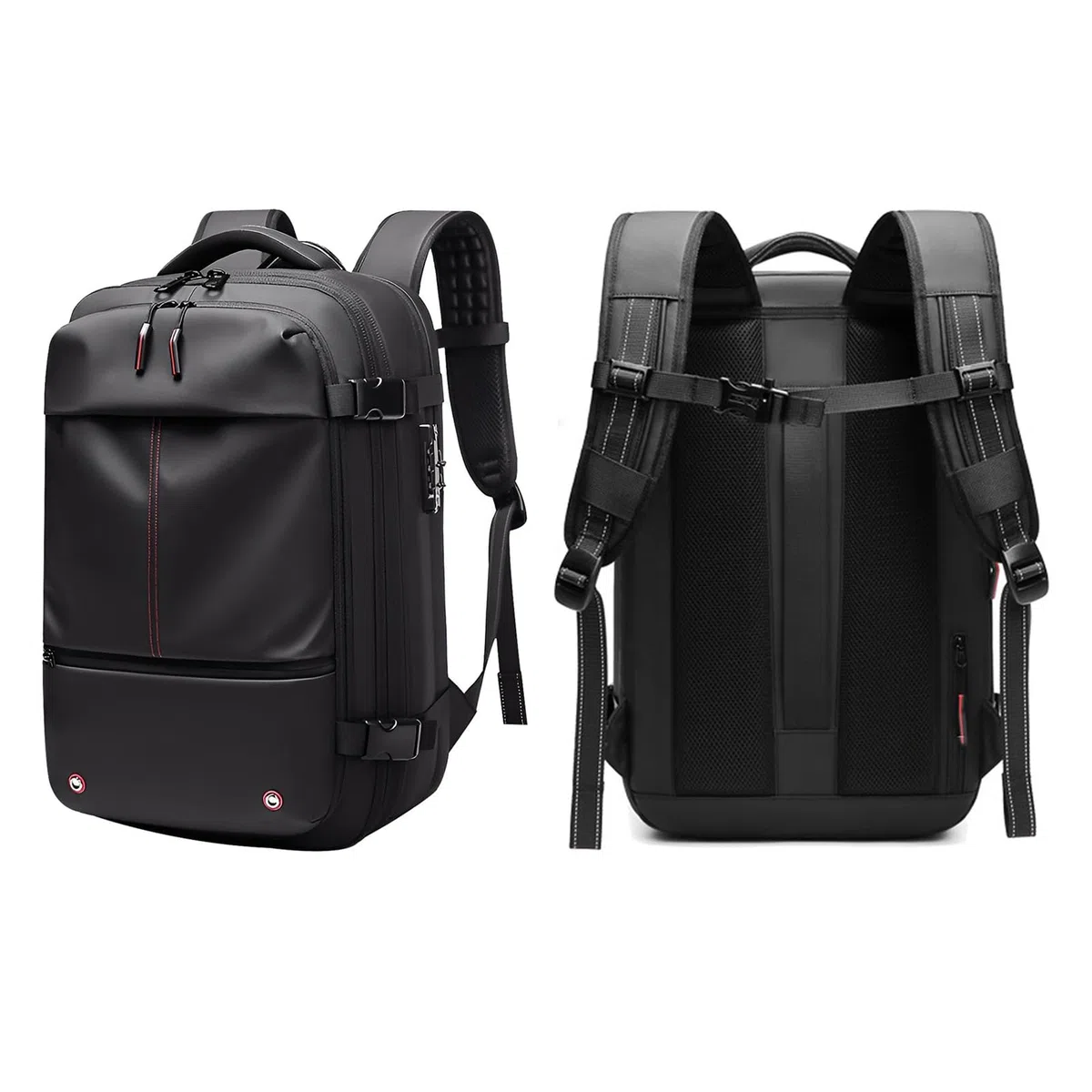 Bewinner Sac à Dos de Compression Sous Vide 25 L 60 L, Extensible, Résistant à L'eau, avec Compartiment pour Ordinateur Portable de 17 Pouces, pour Hommes et Femmes, Sac de Week-end
