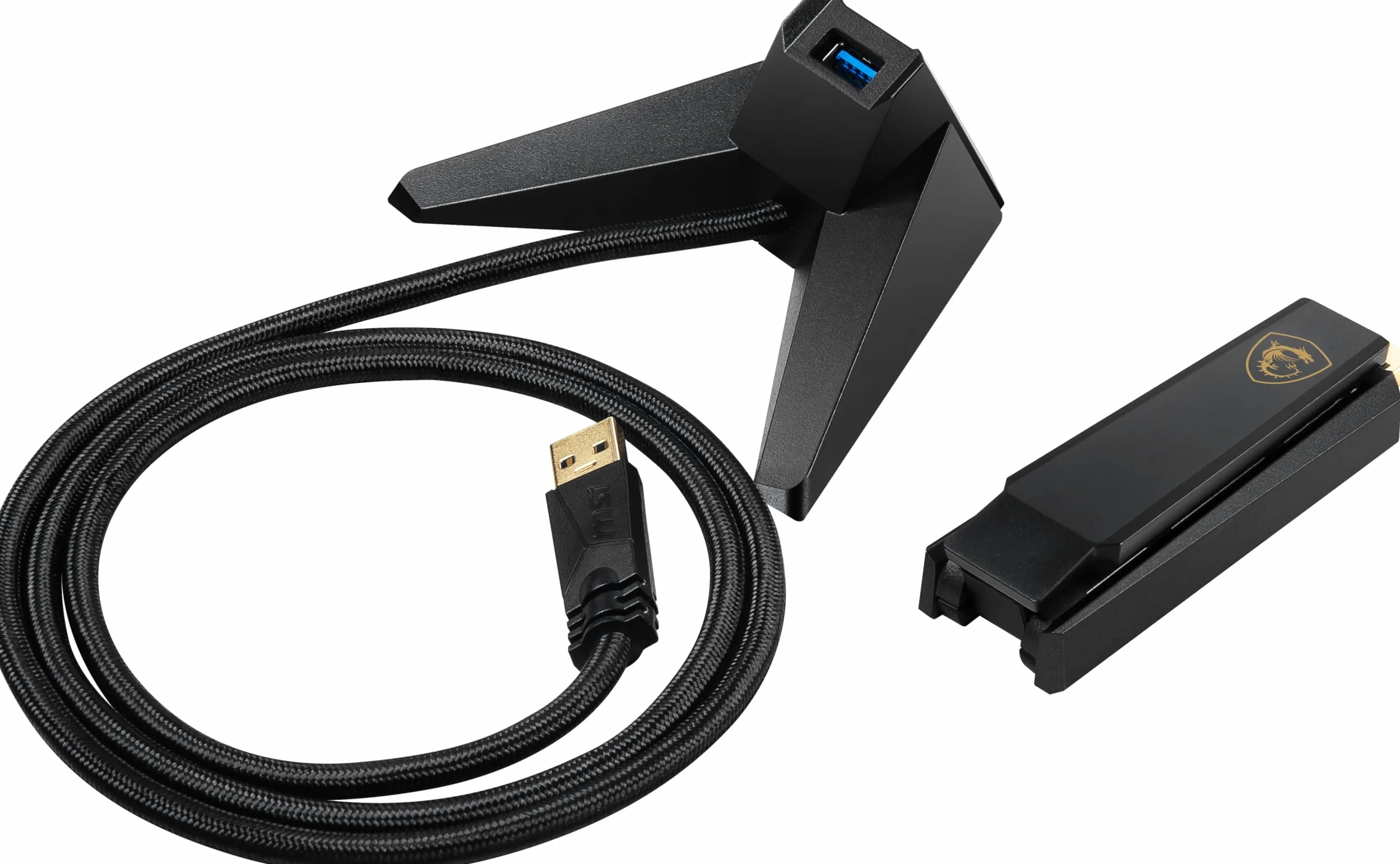 MSI AXE5400 Adaptateur WiFi 6E USB - WLAN jusqu'à 5400 Mbps (6 GHz, 5 GHz, 2,4 GHz sans Fil), USB 3.2 Gen 1, MU-MIMO, 2 antennes tri-Bandes à Gain élevé, Formation de Faisceaux, WPA3 - Support Inclus