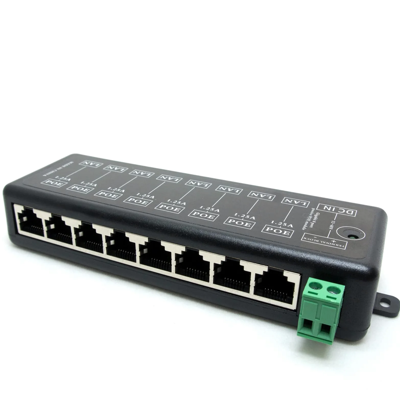 Injecteur PoE passif Gigabit 8 ports Ethernet sans adaptateur d'alimentation