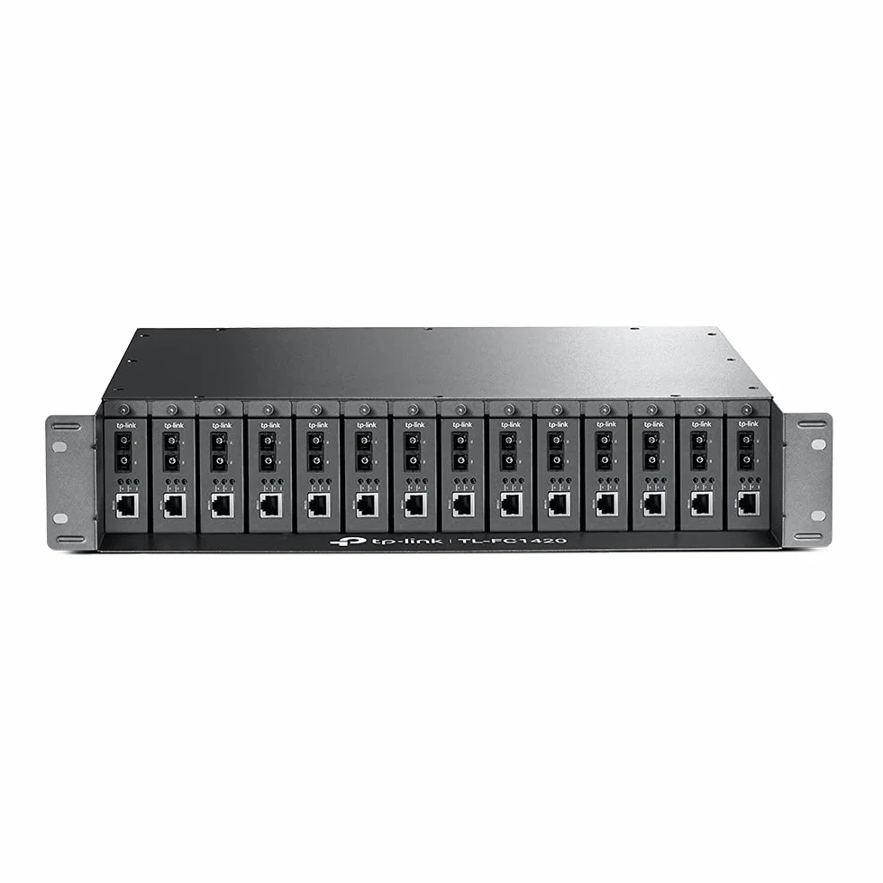 TP-Link TL-FC1420 | Compatible avec Les convertisseurs de média TP-Link FC Series | Châssis monté en Rack 14 Voies | Alimentation redondante en Option | remplaçable à Chaud | 2 Ventilateurs pour la
