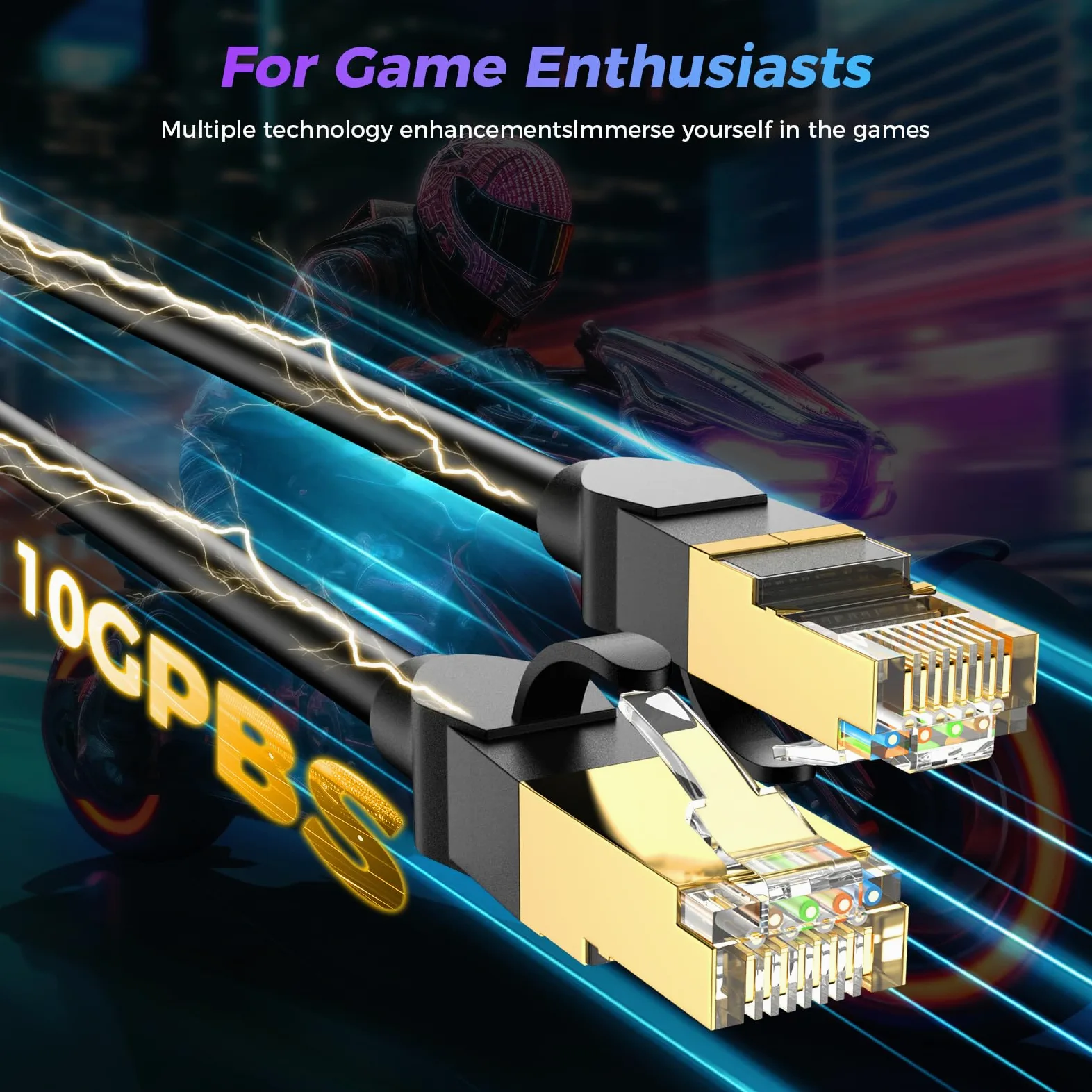 Câble Ethernet Cat 6 de 45,7 m, haut débit, 10 Gbit/s, 550 MHz, câble de raccordement LAN extérieur et intérieur, résistant aux intempéries, noyau RJ45 26 AWG, compatible avec routeur, modem, PC