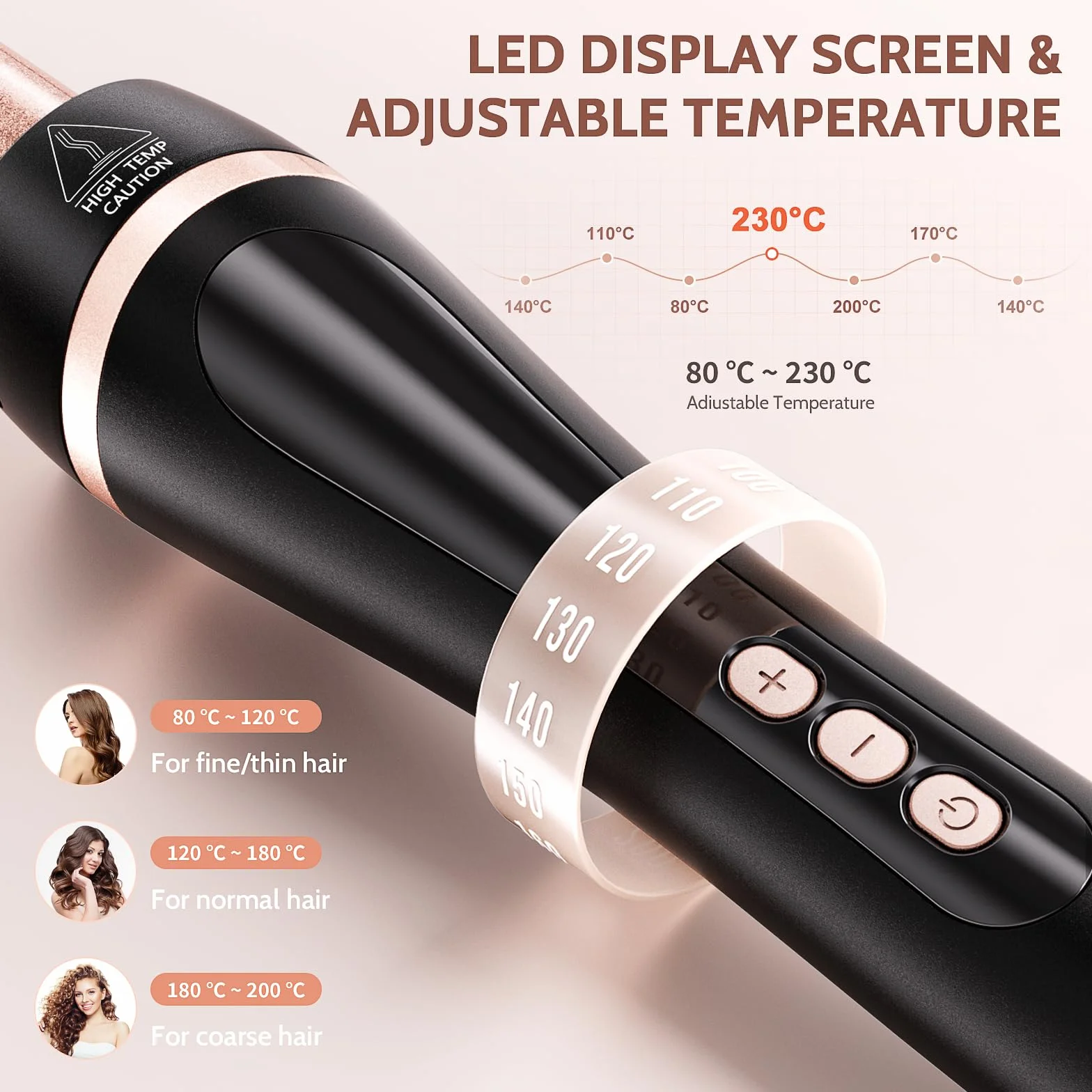 Fer à Friser Professionnel 5 en 1 Chauffage Rapide Céramique Températures Réglable 80-230℃ LCD Écran 9-32 mm