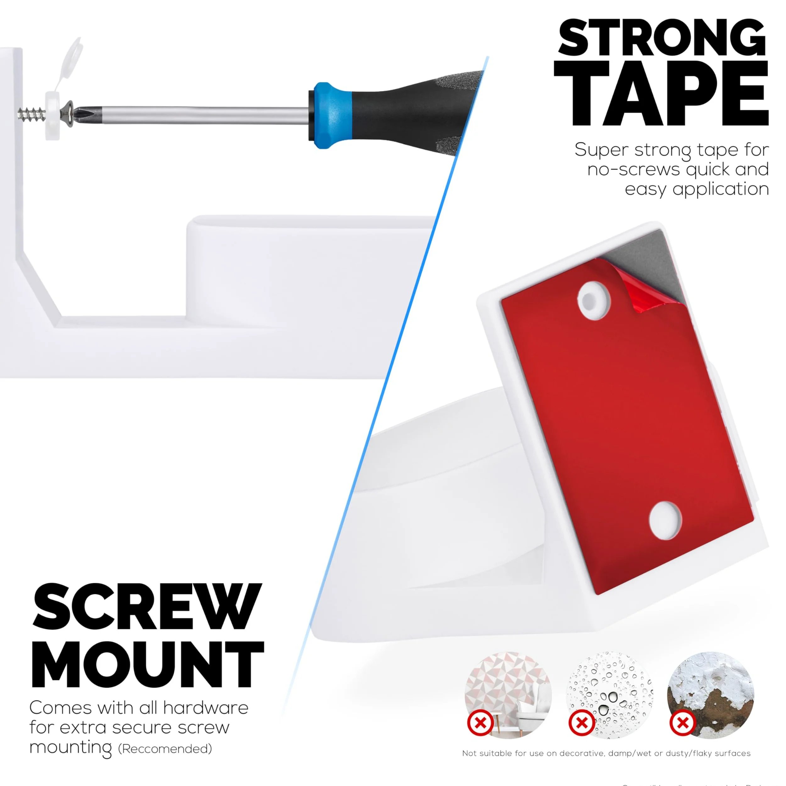 Support mural sans vis pour routeur Linksys Velop Pro 6E (AXE5400) WiFi Mesh, support facile à installer, option de montage adhésif et vis, par Brainwavz