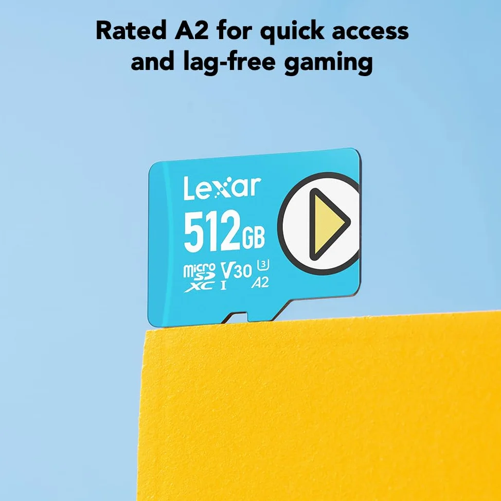 Lexar Carte mémoire microSDXC Play Blue, UHS-I, C10, U3, V30, A2, vidéo 4K, jusqu'à 160 Mo/s en lecture, stockage étendu pour Nintendo-Switch, appareils de jeu, smartphones, tablettes