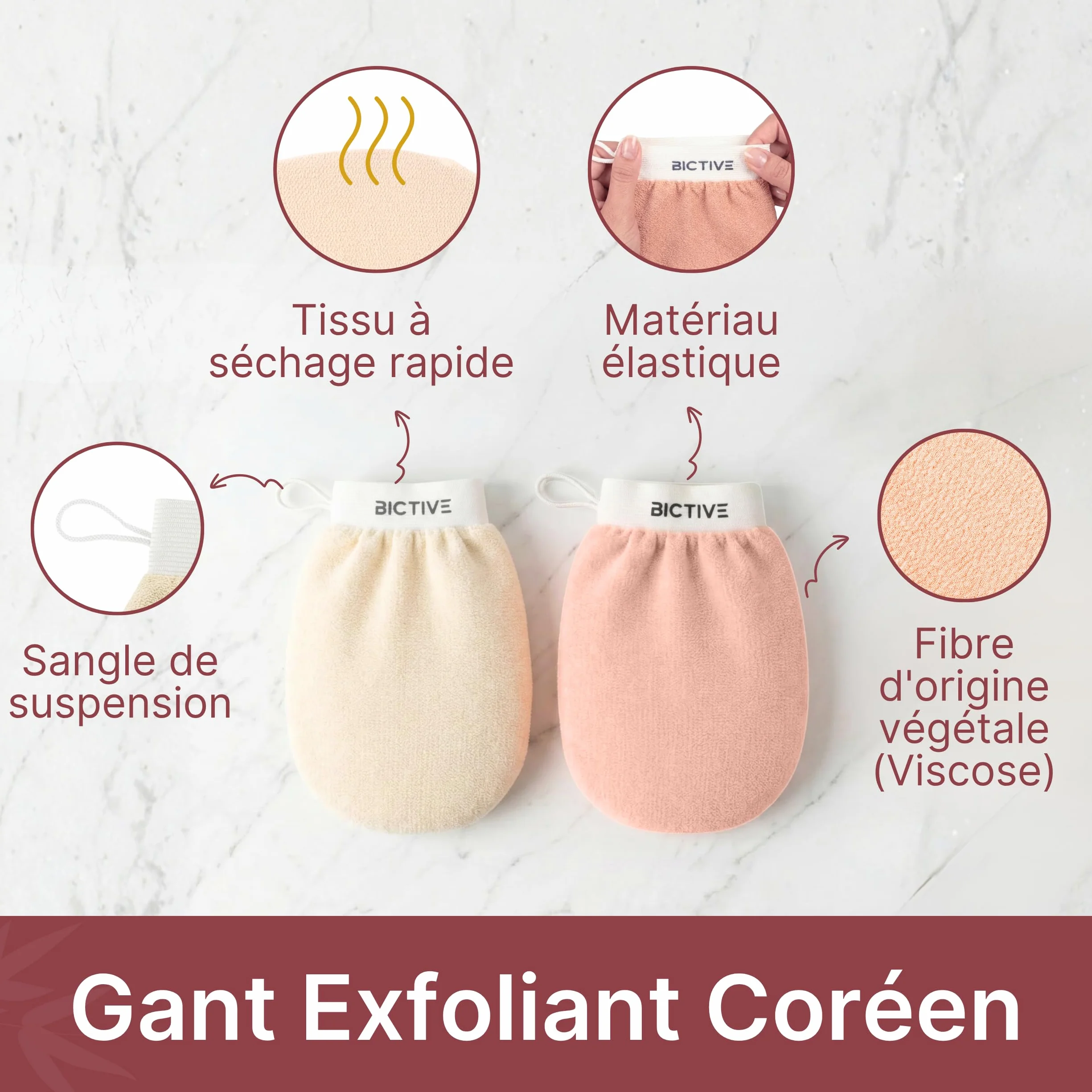 Gants Exfoliants Corps Kessa Fibres Végétales Gommage Douche Hammam 2 Unités