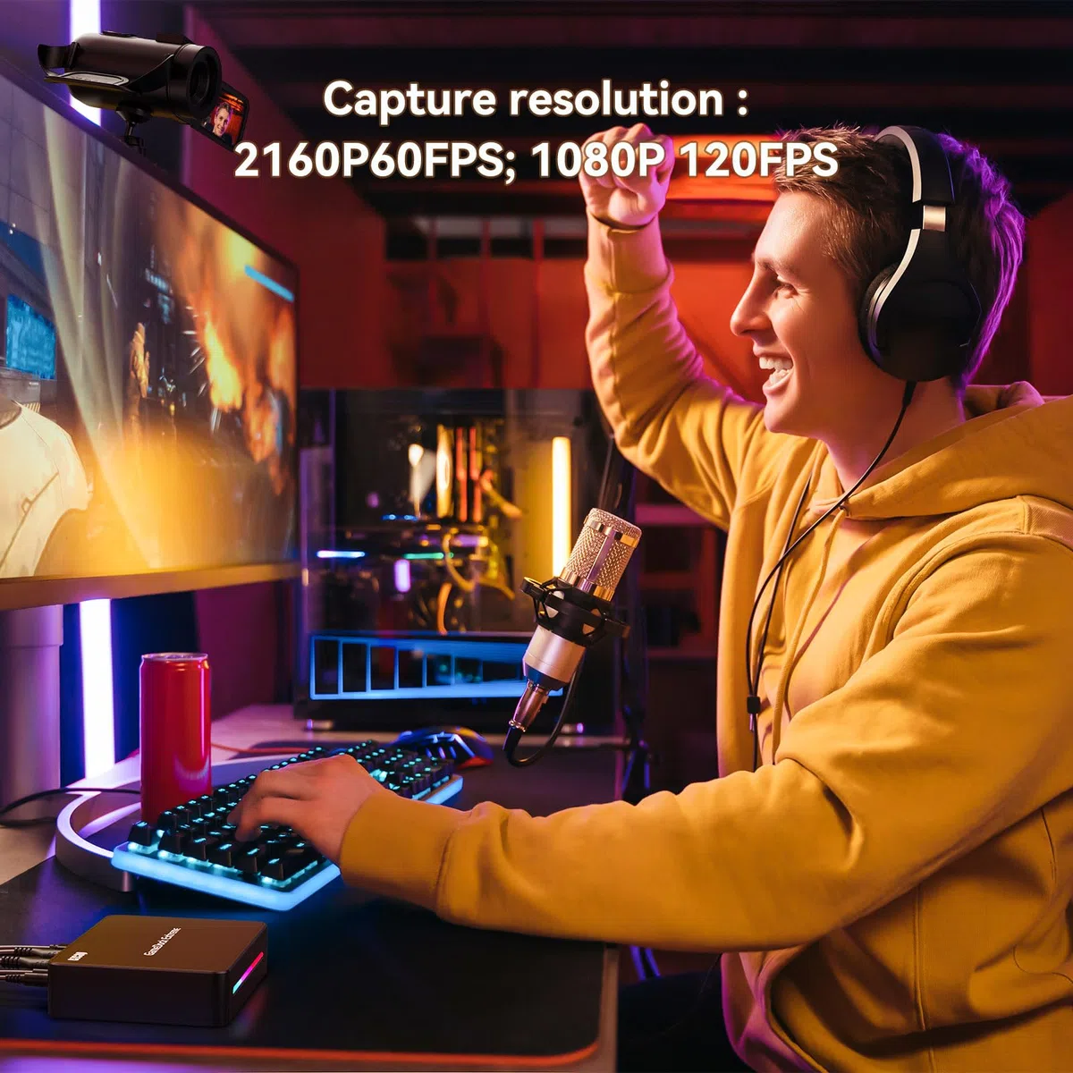 ezcap Carte de capture vidéo, 4K60 et 1080p 240 Hz avec VRR/HDR, carte de capture USB 3.2 de type C pour streaming, couleur réelle RGB24, compatible avec PC, Mac, PS5, Xbox