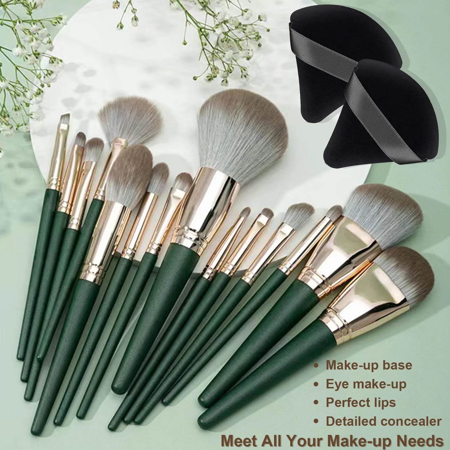 FITDON Pinceaux Maquillage 14 Pièces Pinceau Fond de Teint Blush Anti-cernes Fard à Paupières Poudre Houppettes