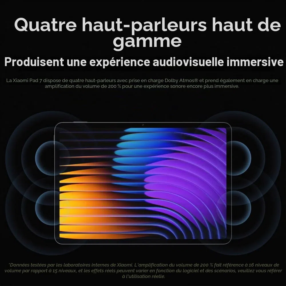 XIAOMI Pad 7, 8 Go + 256 Go, 11,2 Pouces, 13 MP, résolution 2136 x 3200, capacité de la Batterie 8850 mAh, Noir, avec Chargeur