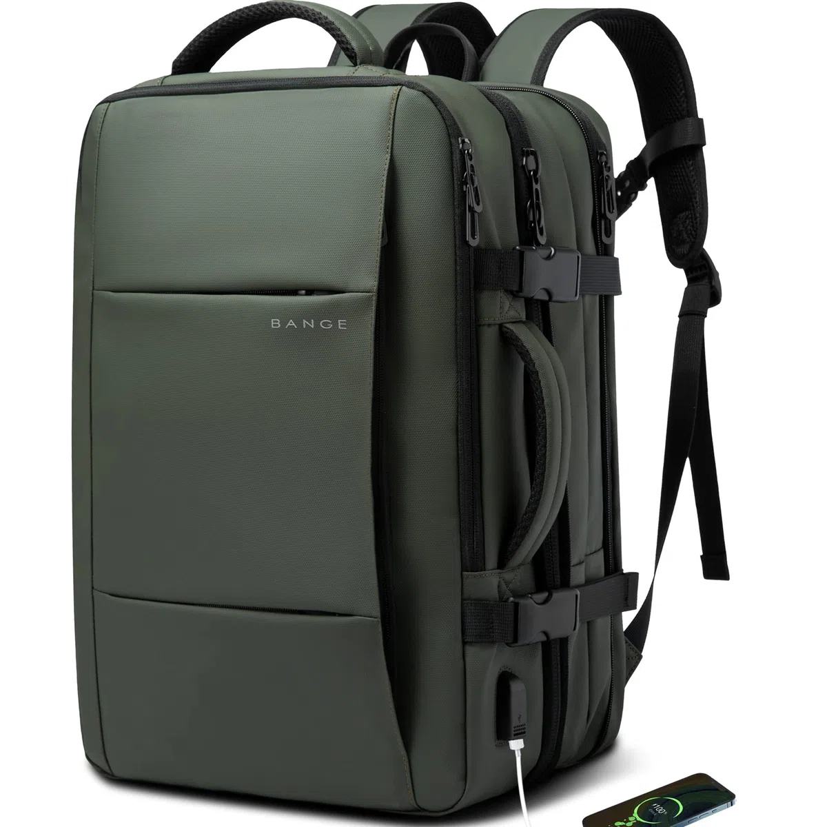 BANGE Sac à dos de voyage extensible de 35 l pour homme et femme, approuvé par les compagnies aériennes, sac à dos de sport imperméable pour ordinateur portable