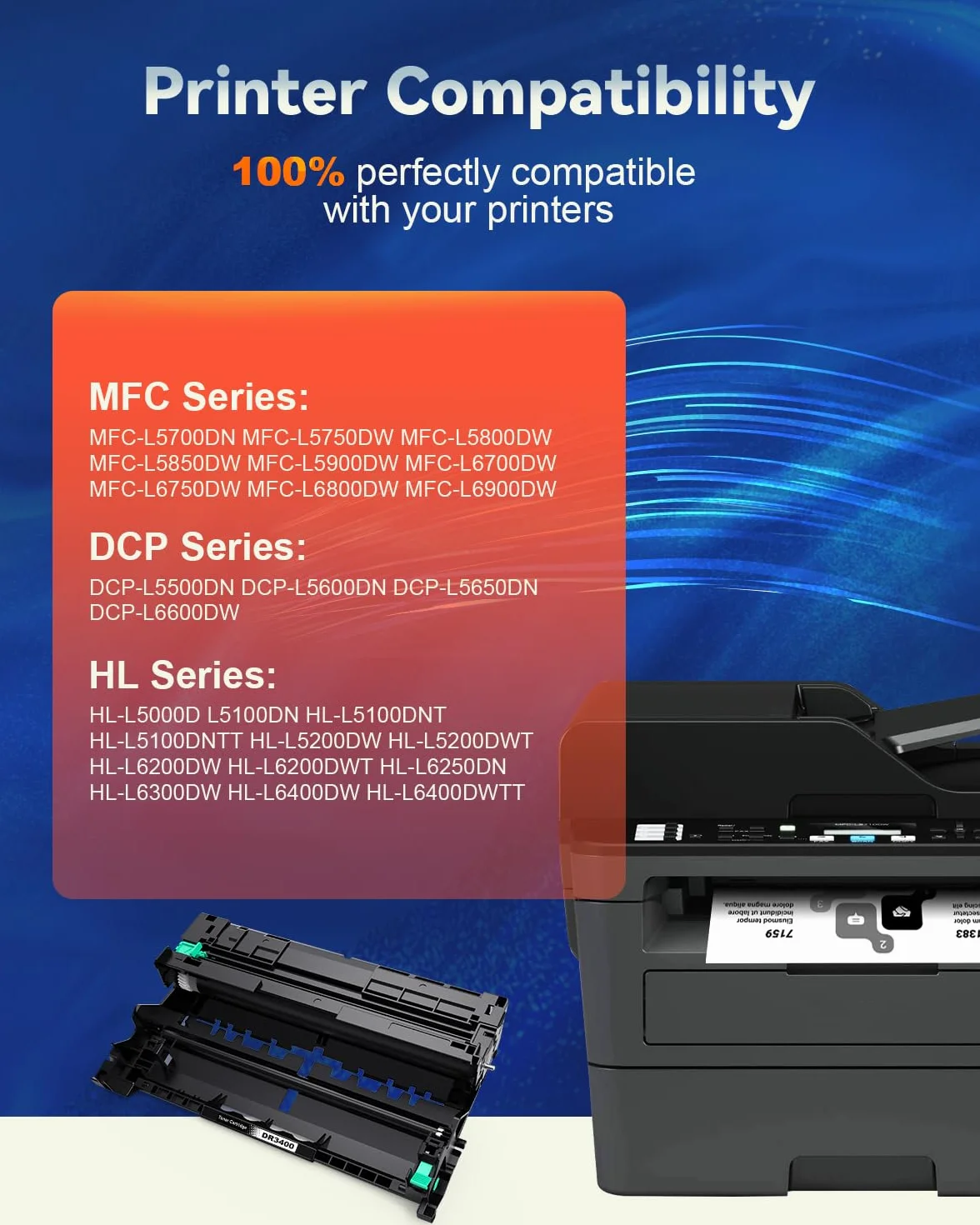 Skydo DR3400 Tambour Compatible Brother DR 3400 HL-L5100DN MFC-L5750DW HL-L5200DW MFC-L5700DW HL-L6400DW (Pas de Toner)