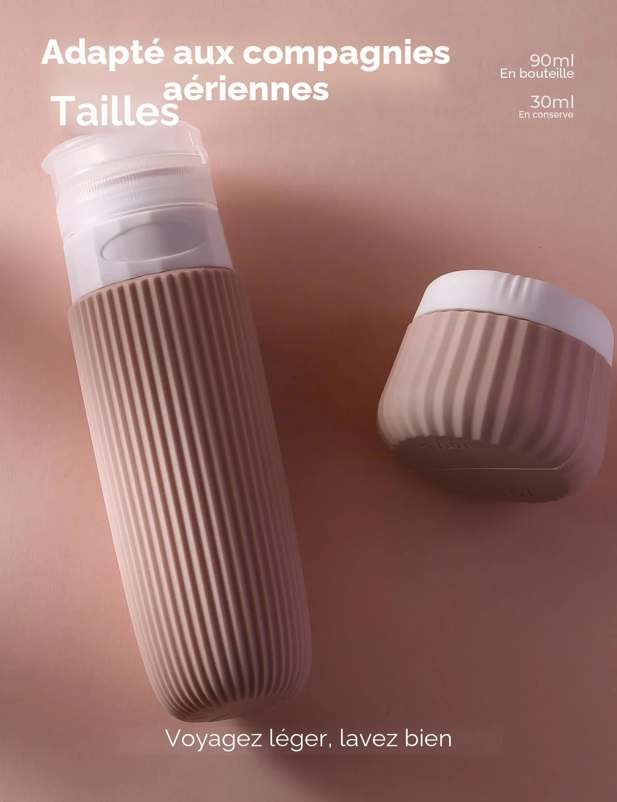 Lot de 9 Flacons Voyage 90ml 30ml Silicone Kit Toilette Étanche Trousse Accessoires Avion Red Soil