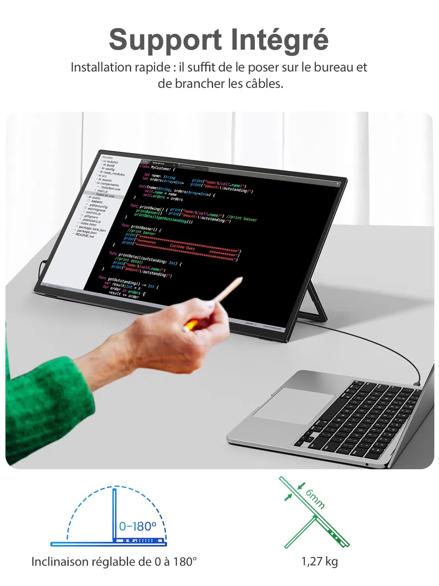 UPERFECT 18,5 Pouces 120Hz Tactile Écran Portable, Full HD 1080P 100% sRGB
