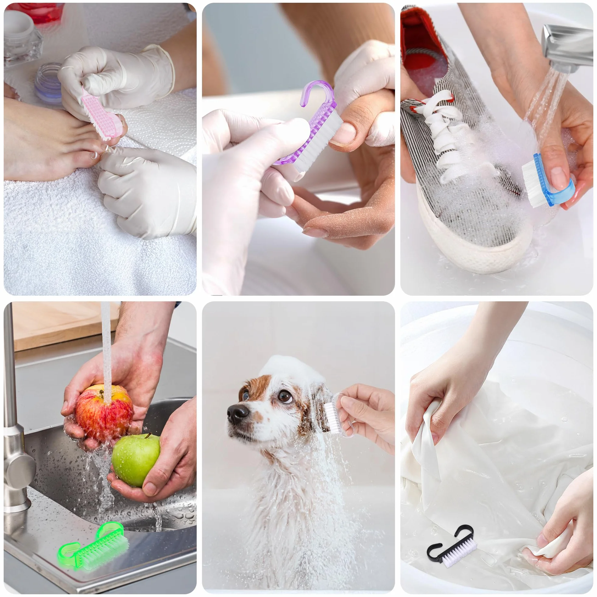 Brosse à Ongles 6 Pièces en Plastique pour Nettoyage Ongle et Pied, Outil Manucure