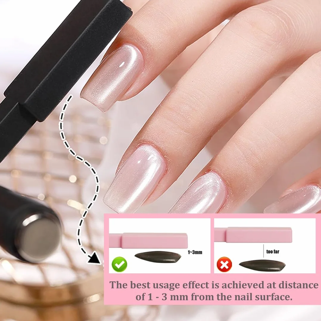 Stylo Aimant Multifonctions 5 en 1 Plastiques Cat Eyes Ongles Vernis Aimant DIY Outil Nail Art