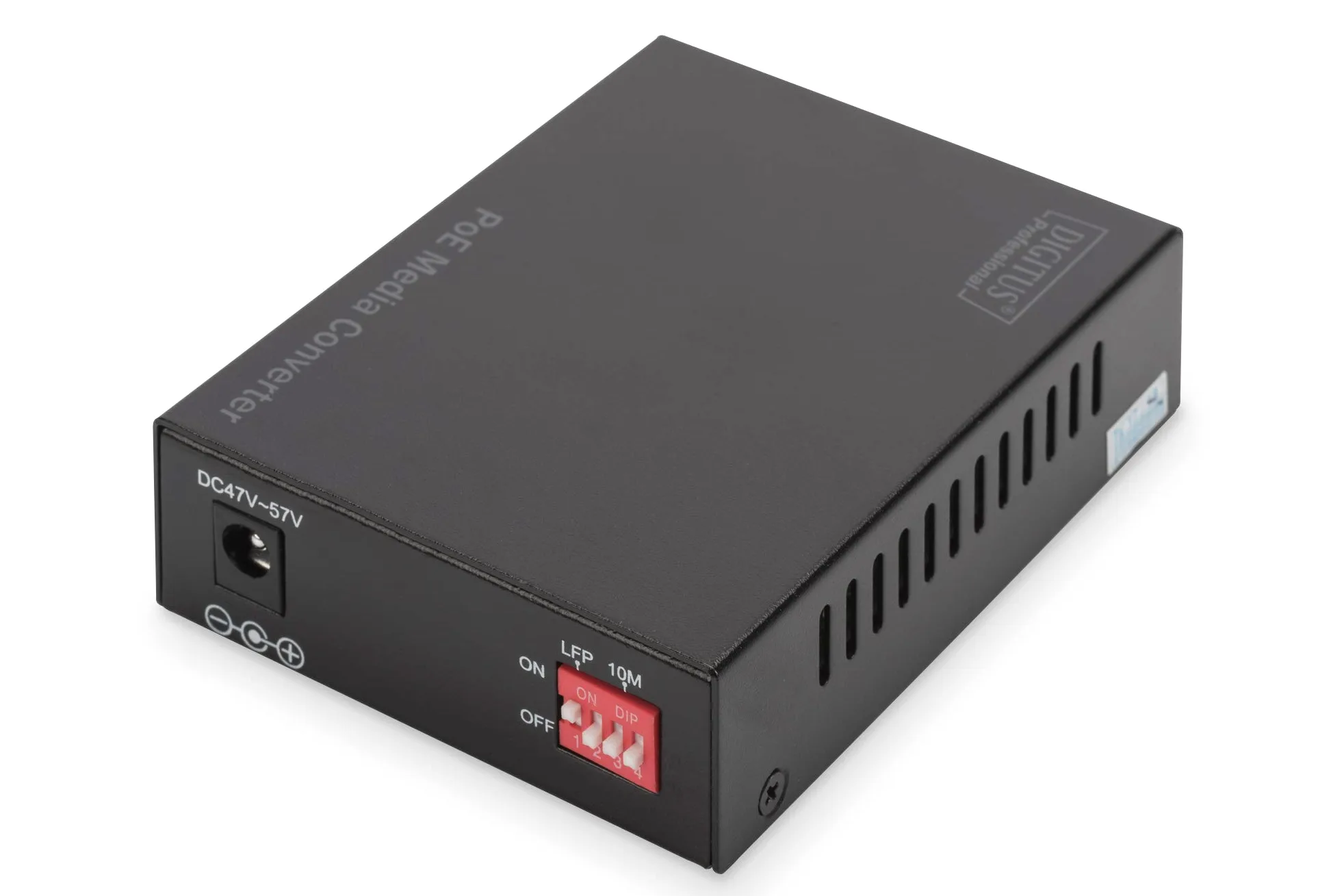 DIGITUS Convertisseur de média - SFP Port - Gbit Ethernet - RJ45 / SFP 1000Base-LX - Avec PoE Injector - Noir