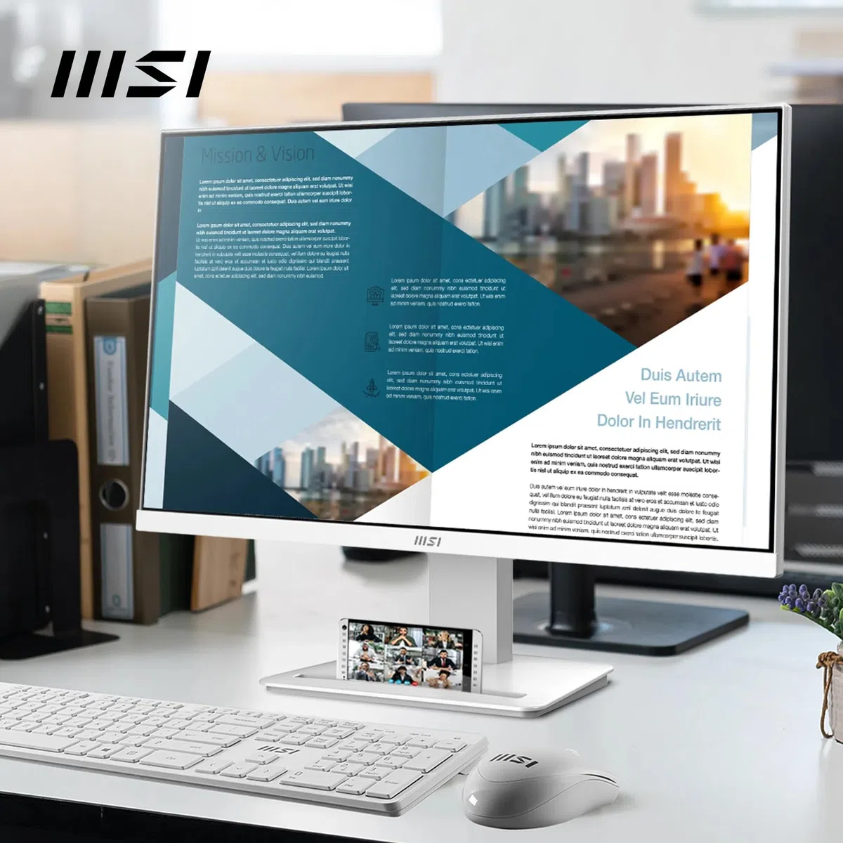 MSI Pro MP2412W Écran Bureautique 23.8" Full HD - Dalle VA 1920x1080, 100Hz, Confort Oculaire, Montable VESA, Haut-Parleurs Intégrés, Supporte Display Kit, Inclinaison Réglable - HDMI 1.4b, DP 1.2a