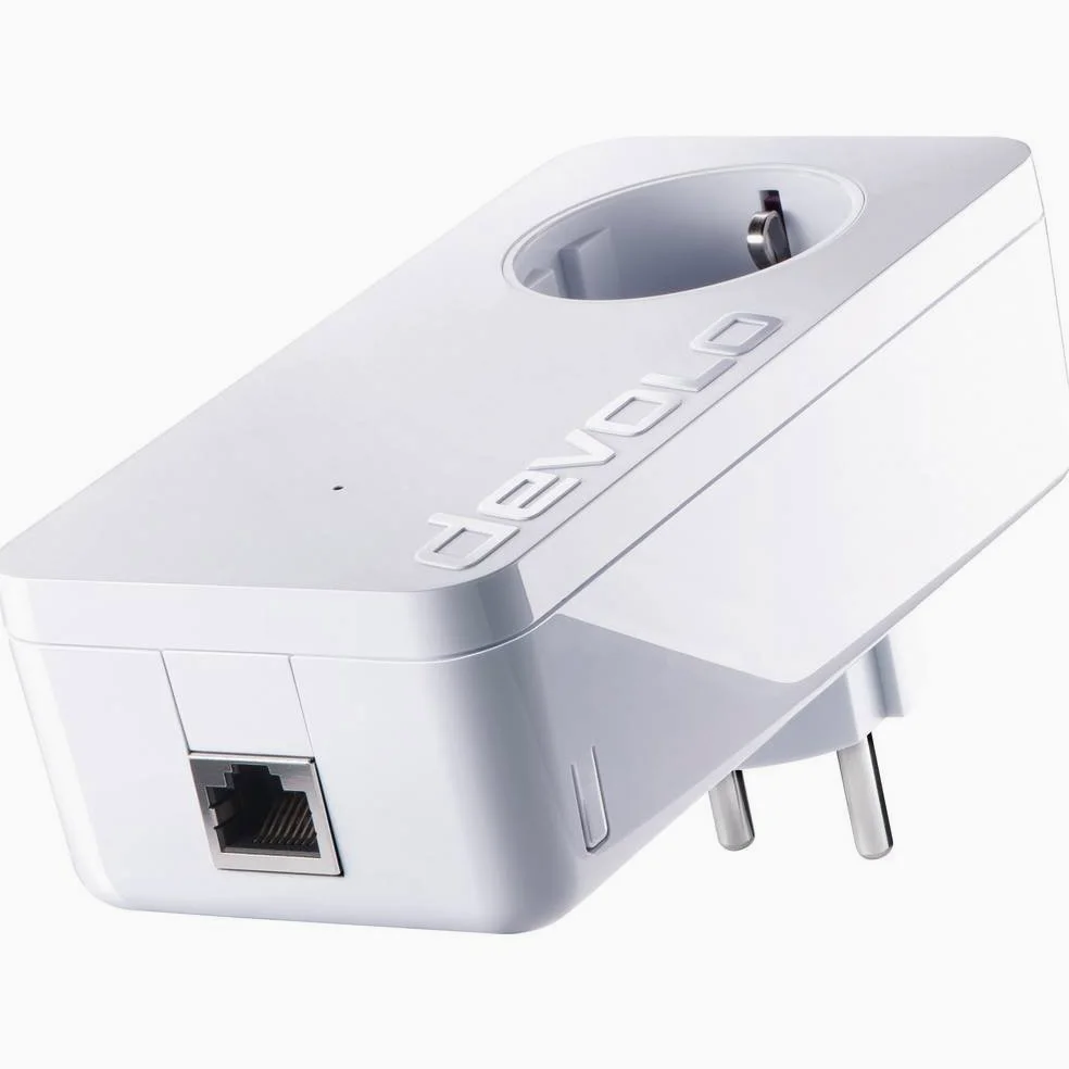 devolo dLAN 1200+ Powerline (réseau 1200 Mbit/s Via la Prise, 1 Port LAN, 1 Adaptateur Powerline, Prise intégrée, Adaptateur réseau PLC) Blanc.