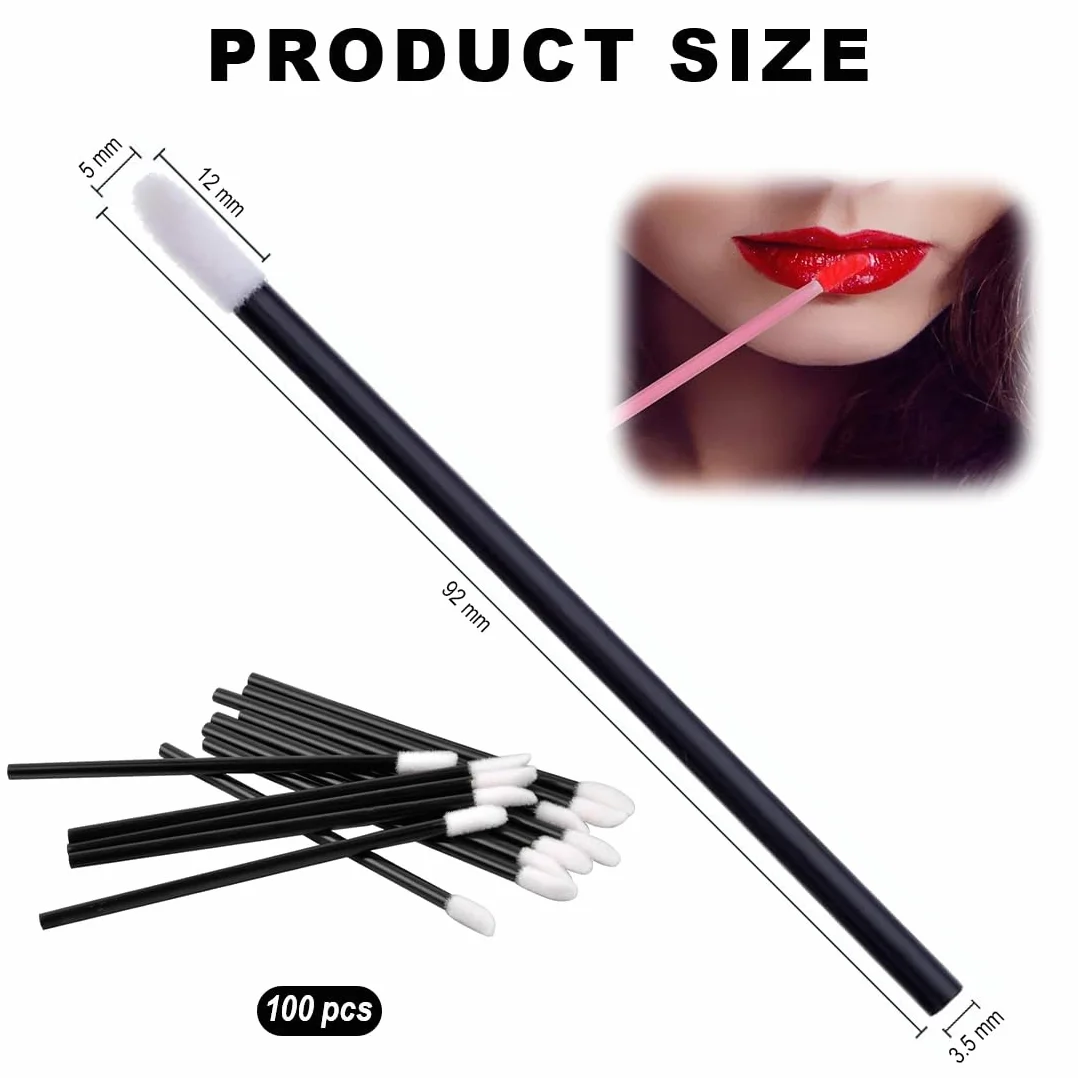 Pinceau à lèvres jetable 100 pièces, Pinceau Maquillage Rouge à lèvres, Kit Outils Beauté Stylo Sourcils