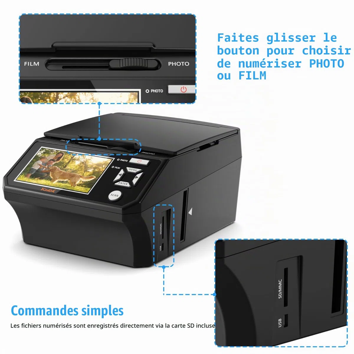 Scanner Photos, Diapositives et Films 22 MP LCD 5"